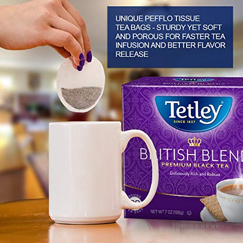 Tetley British Blend Premium Black Tea – 80 Teabags (Pack of 4)