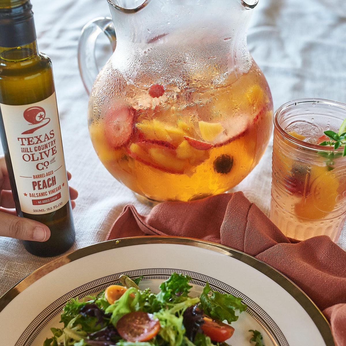 Texas Hill Country Olive Co. Peach Balsamic Vinegar – Barrel-Aged Infused, 8.5 oz