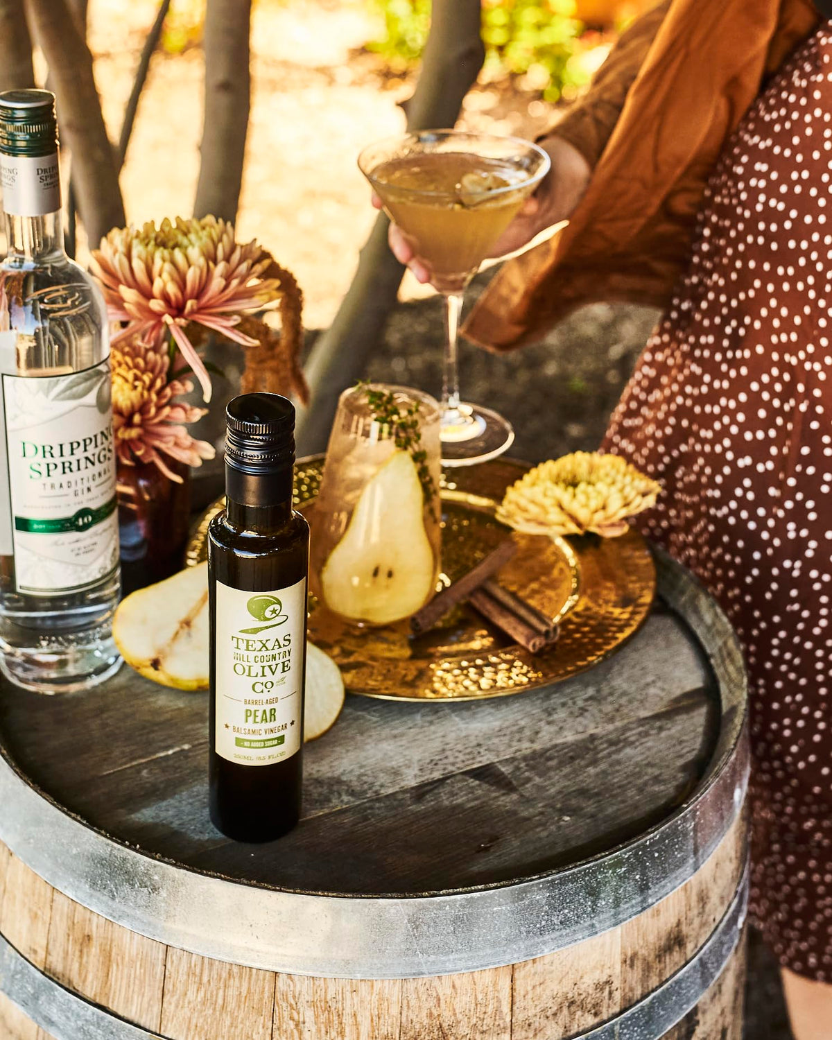 Pear Balsamic Vinegar - Gourmet Barrel-Aged Infused Balsamic • 8.5 oz - Made in Texas - TEXAS HILL COUNTRY OLIVE CO.