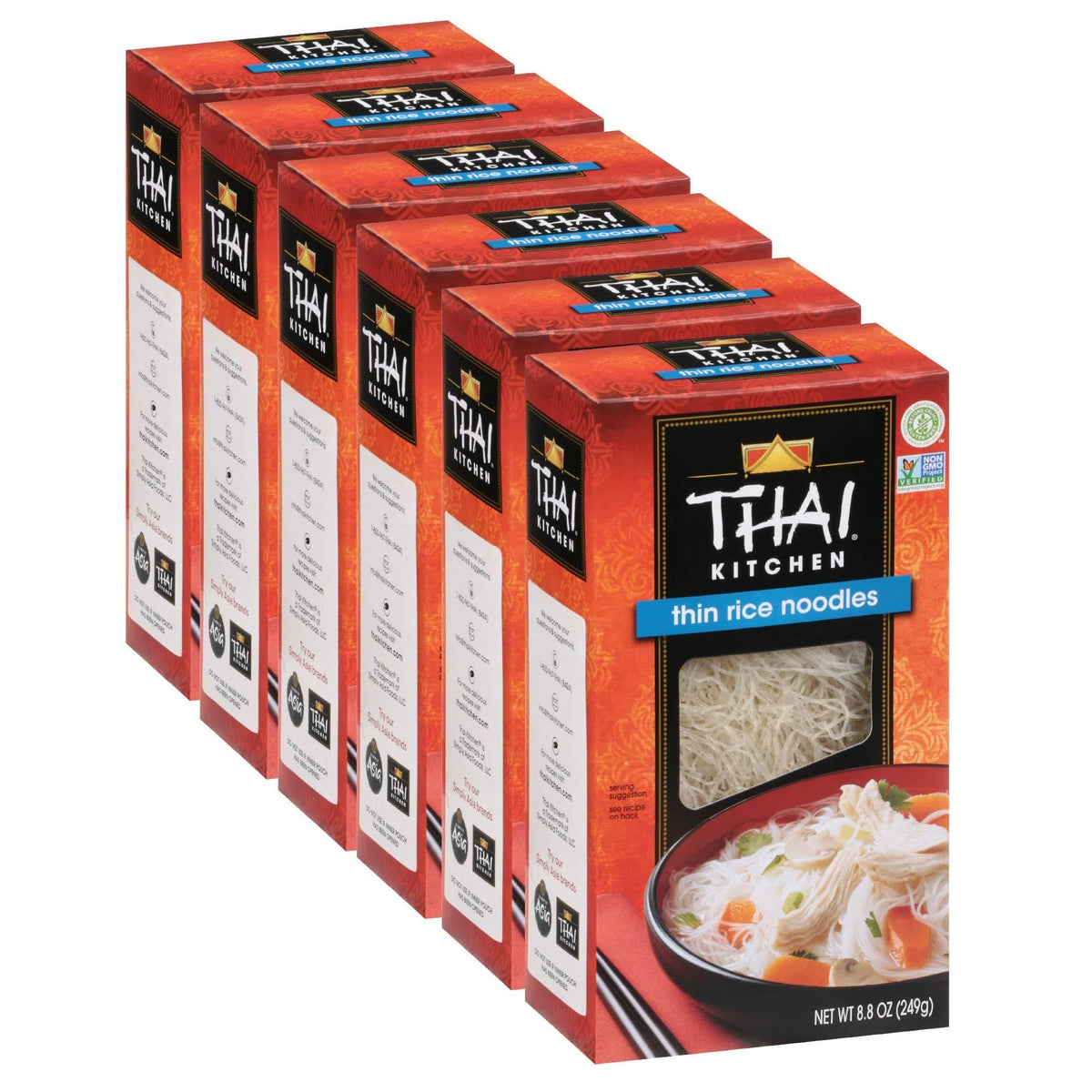 Thai Kitchen Gluten Free Thin Rice Noodles – 8.8 oz (Pack of 6) | Vegan & Wheat-Free