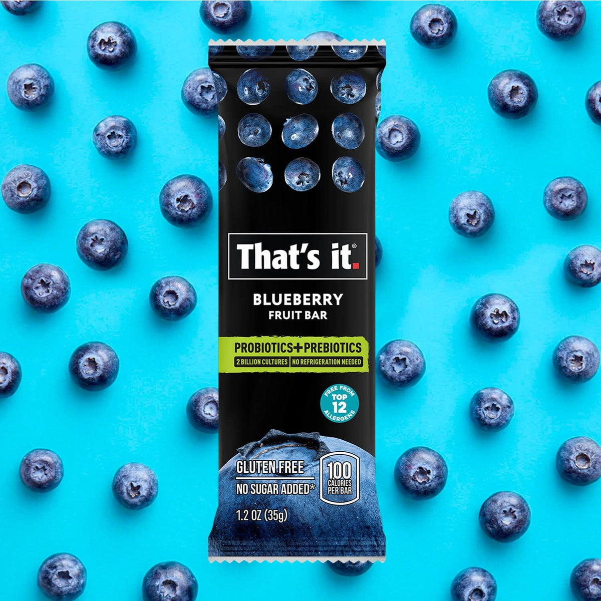 That's it. Blueberry Probiotic Fruit Bars – Shelf-Stable, All-Natural, Allergen Friendly (12 Pack)