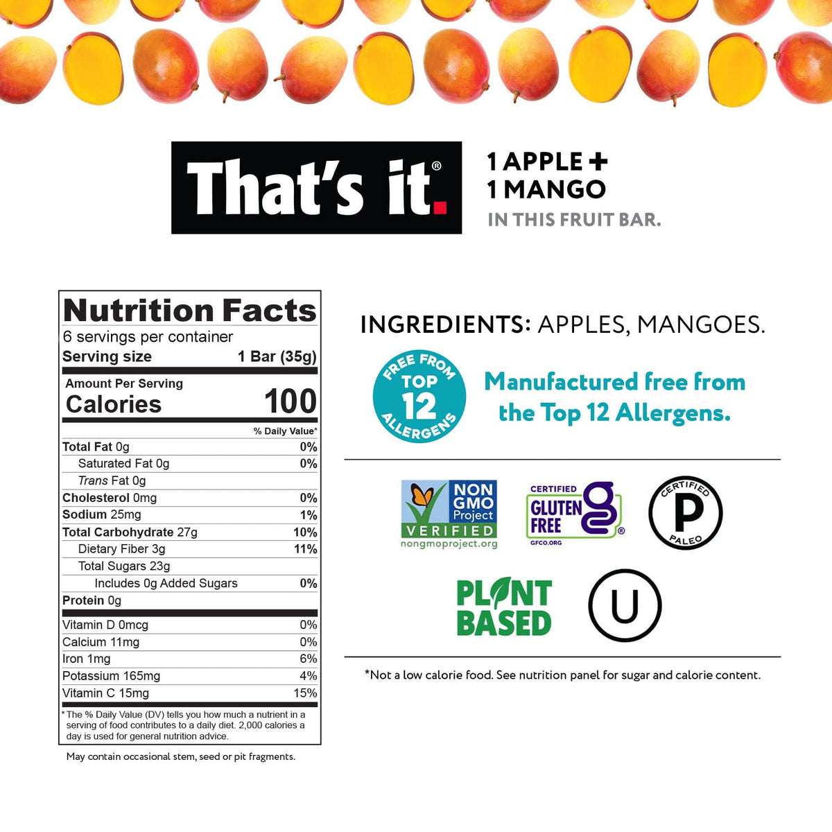 That's It Fruit Bars 12 Variety Pack – Real Fruit, High Fiber, Vegan, Gluten Free, No Sugar Added
