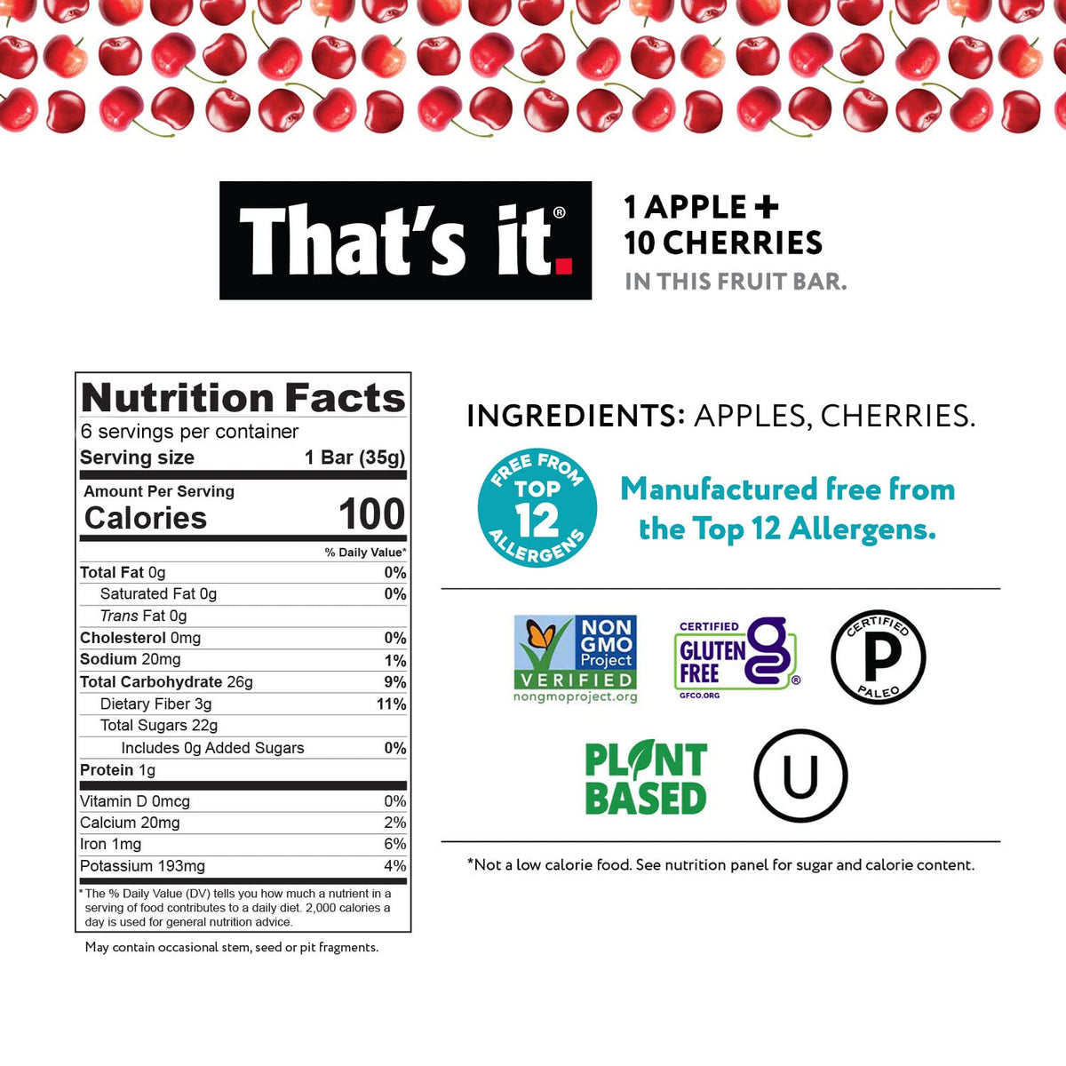 That's It Fruit Bars 12 Variety Pack – Real Fruit, High Fiber, Vegan, Gluten Free, No Sugar Added