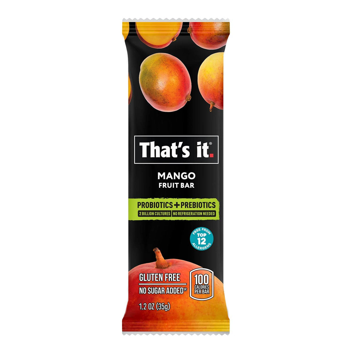 That's it. 12 Pack Mango Probiotic Fruit Bar – Immunity Support, Gut Health, 2-Ingredient, All Natural, Whole30, Paleo, Allergen Friendly
