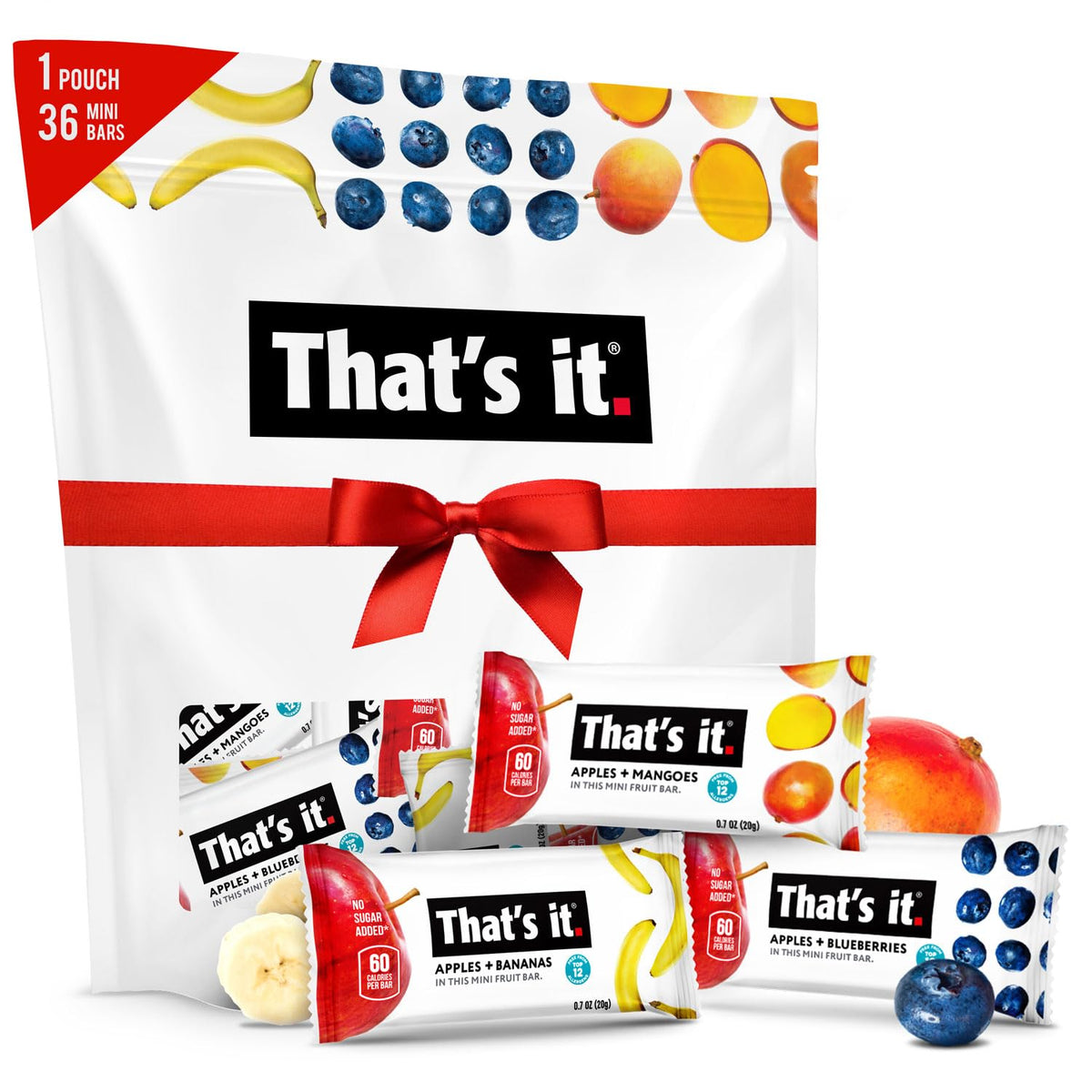 That's it. Mini Fruit Bars Gift Pouch – 36 Count Variety (No Sugar Added, Plant-Based, Gluten Free, Vegan, Paleo, Non-GMO, Fiber)