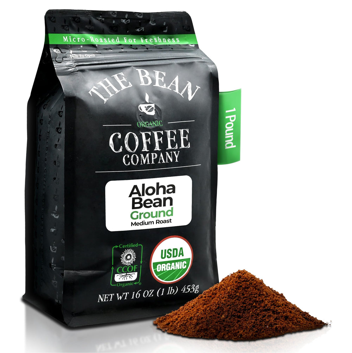 The Bean Organic Coffee Company – Aloha Bean Hawaiian Hazelnut, Medium Roast Ground Coffee, 16 oz