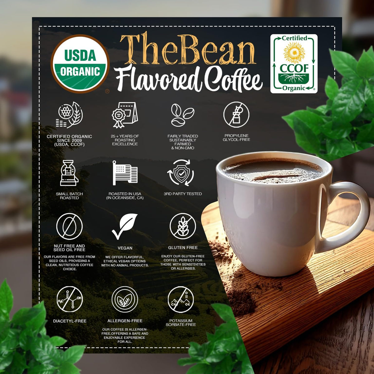The Bean Organic Vanilla Bean Coffee — Medium Roast, Whole Bean, 16 oz | The Bean Coffee Company