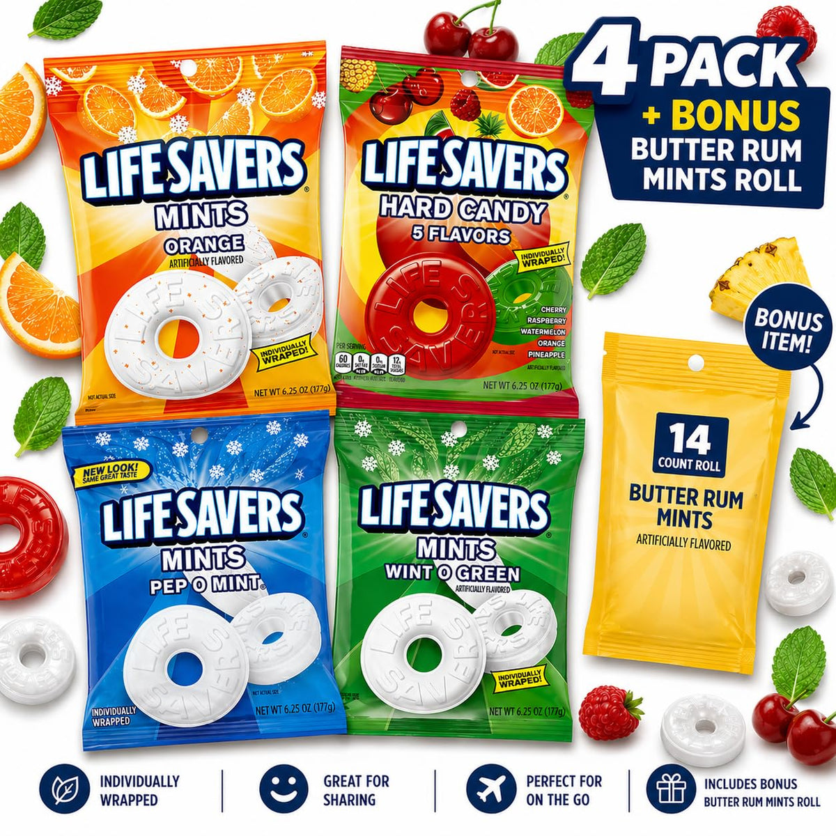 The Bundl'd Bunch Mint Candy Variety Pack – 4 Bag Assortment (Mints & Hard Candy)
