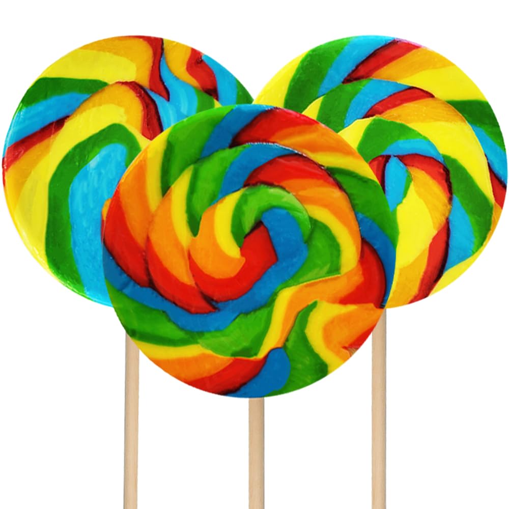 The Dreidel Company Jumbo Rainbow Swirl Lollipops – 5-Inch, Individually Wrapped (Pack of 6)