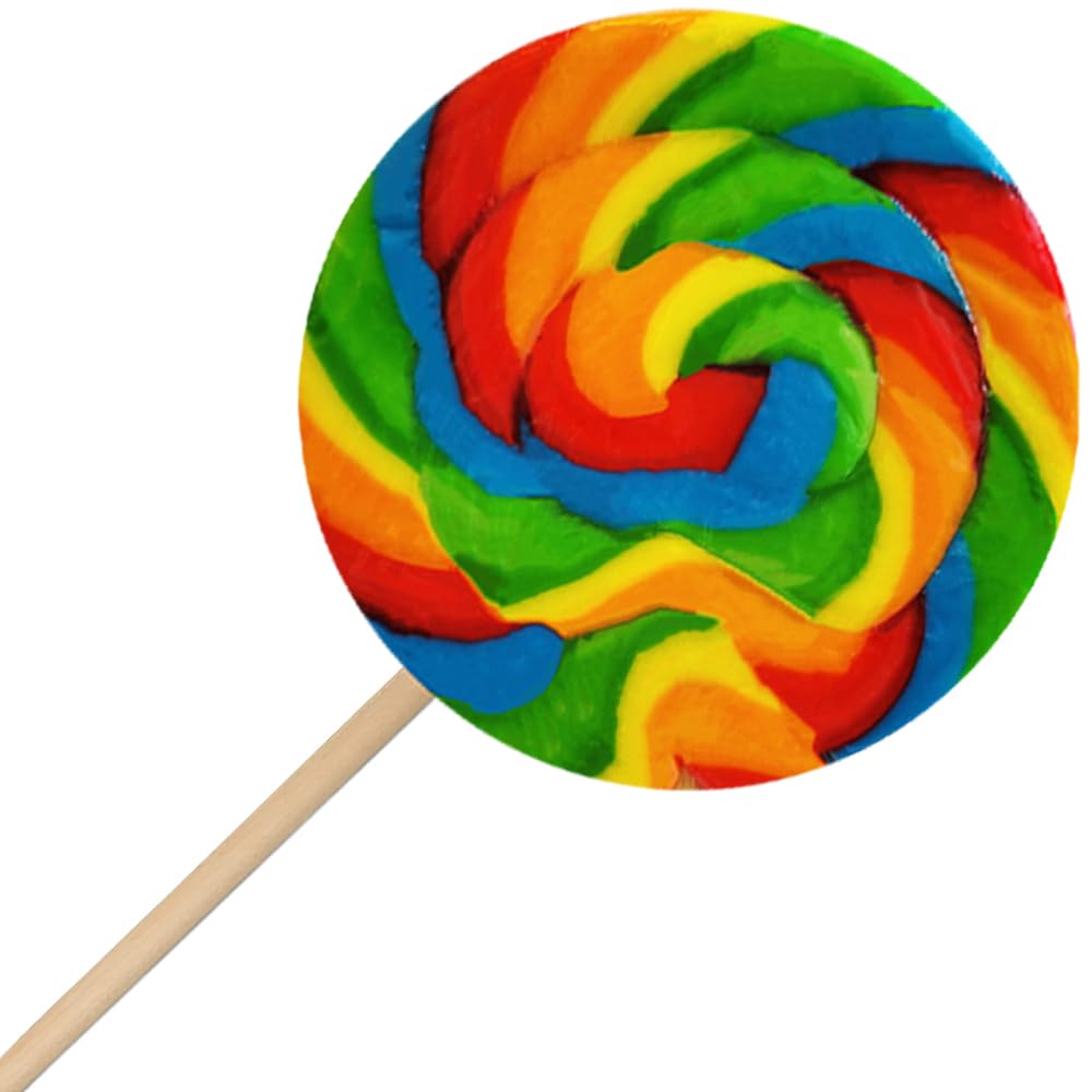 The Dreidel Company Jumbo Rainbow Swirl Lollipops – 5-Inch, Individually Wrapped (Pack of 6)