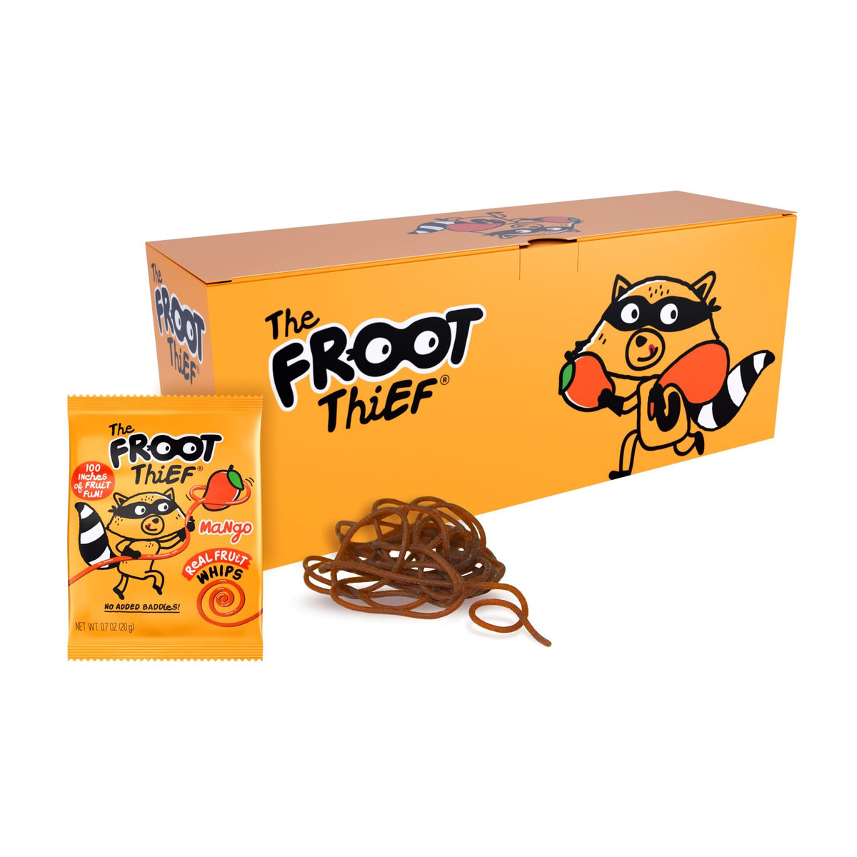 THE FROOT THIEF Mango Fruit Snack Whips – 24 Pack, Nut Free Real Mango Kids Snacks