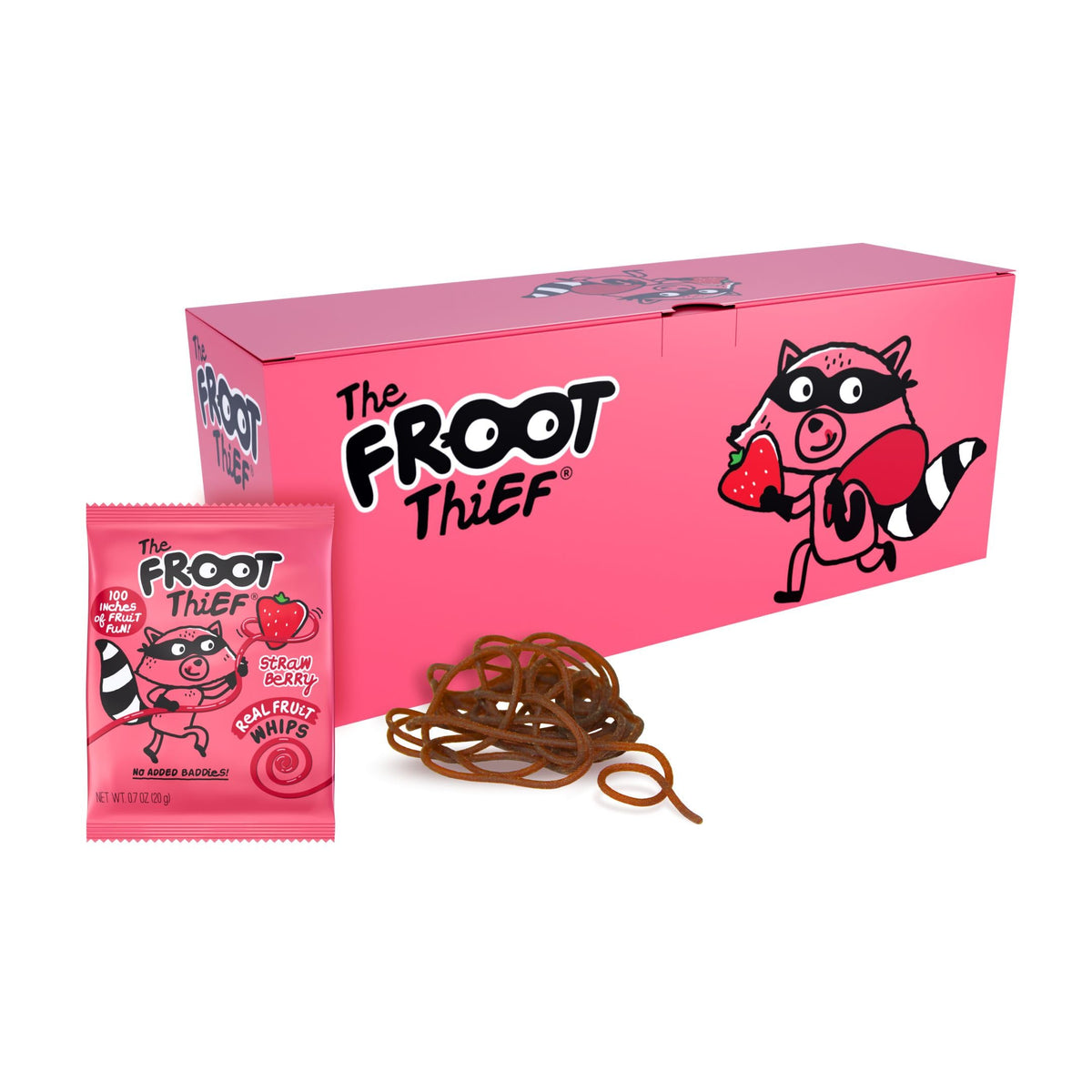 THE FROOT THIEF Strawberry Fruit Snack Whips – 24 Pack, Nut Free