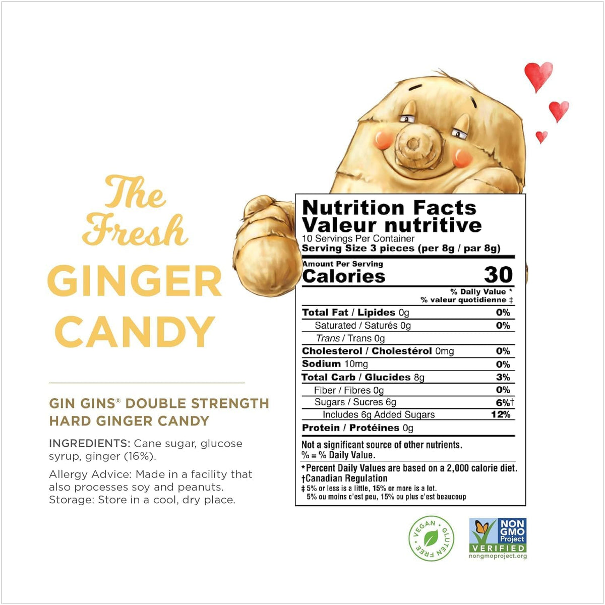 GIN GINS Double Strength Ginger Hard Candy – 2 Pack, 16 oz Each | The Ginger People