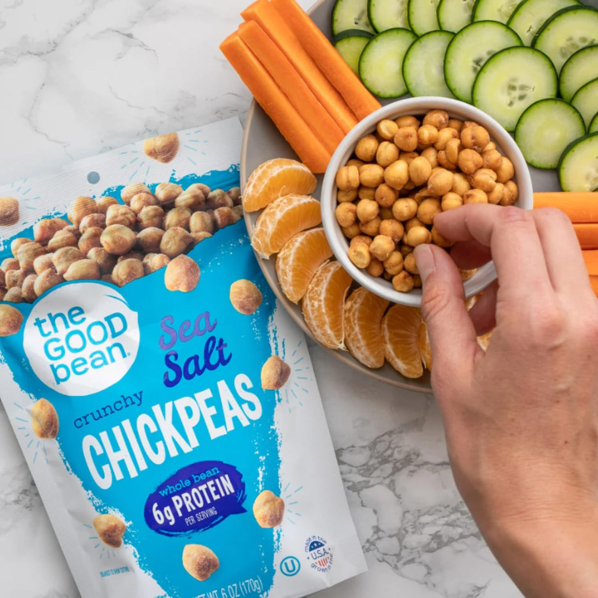 The Good Bean Crunchy Chickpeas Variety Pack – 6 Pack (6 oz each) | Sea Salt, Chili Lime, Sweet Sriracha, Classic Hummus | Vegan Snack