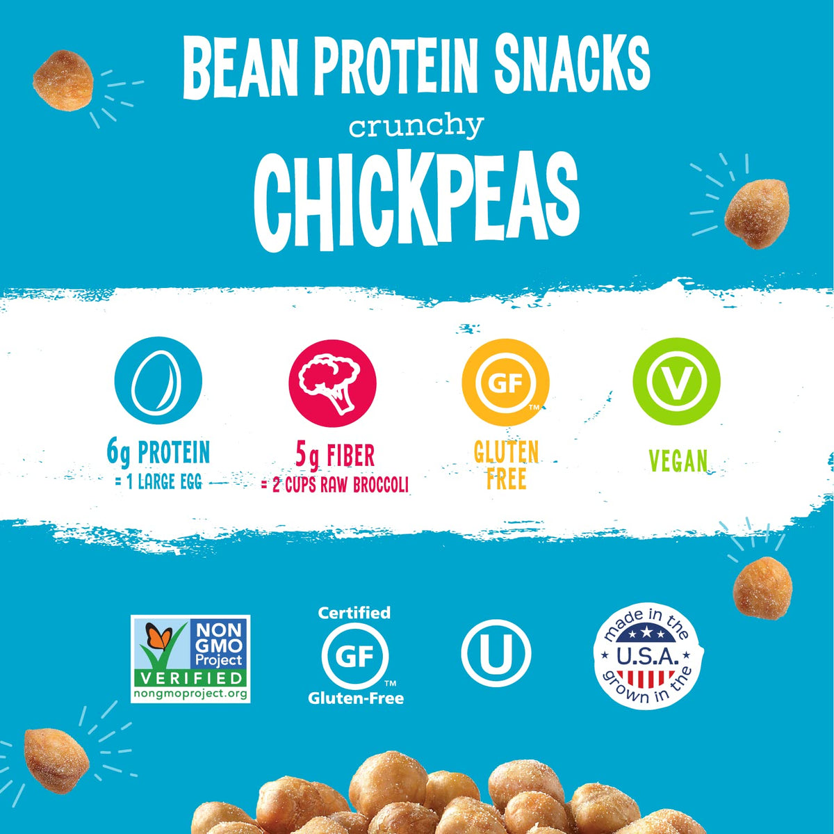 The Good Bean Crunchy Chickpeas Variety Pack – 6 Pack (6 oz each) | Sea Salt, Chili Lime, Sweet Sriracha, Classic Hummus | Vegan Snack