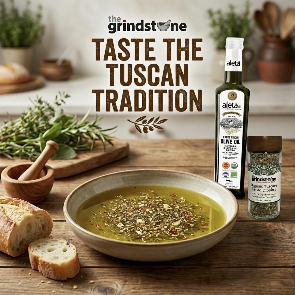 The Grindstone Organic Tuscany Bread Dipping Seasoning – 2 Pack, 2 oz Glass Bottles