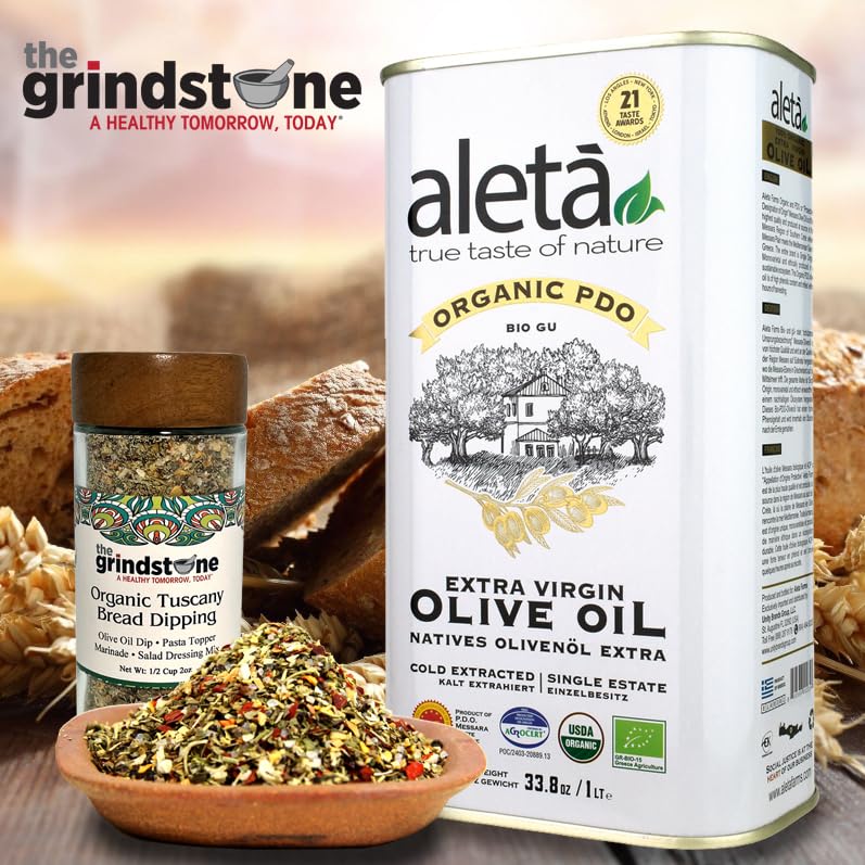 The Grindstone Organic Tuscany Bread Dipping Seasoning – 2 Pack, 2 oz Glass Bottles