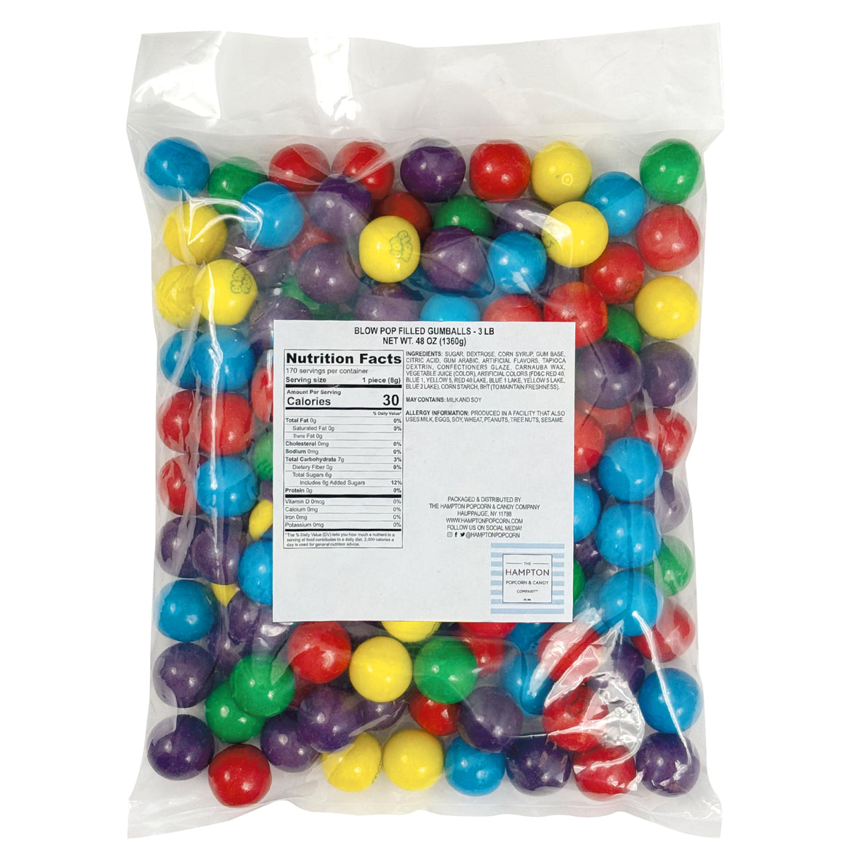 Blow Pop Gumballs 1-Inch – The Hampton Candy Company | 3lb Bulk Bag, ~130 Pieces