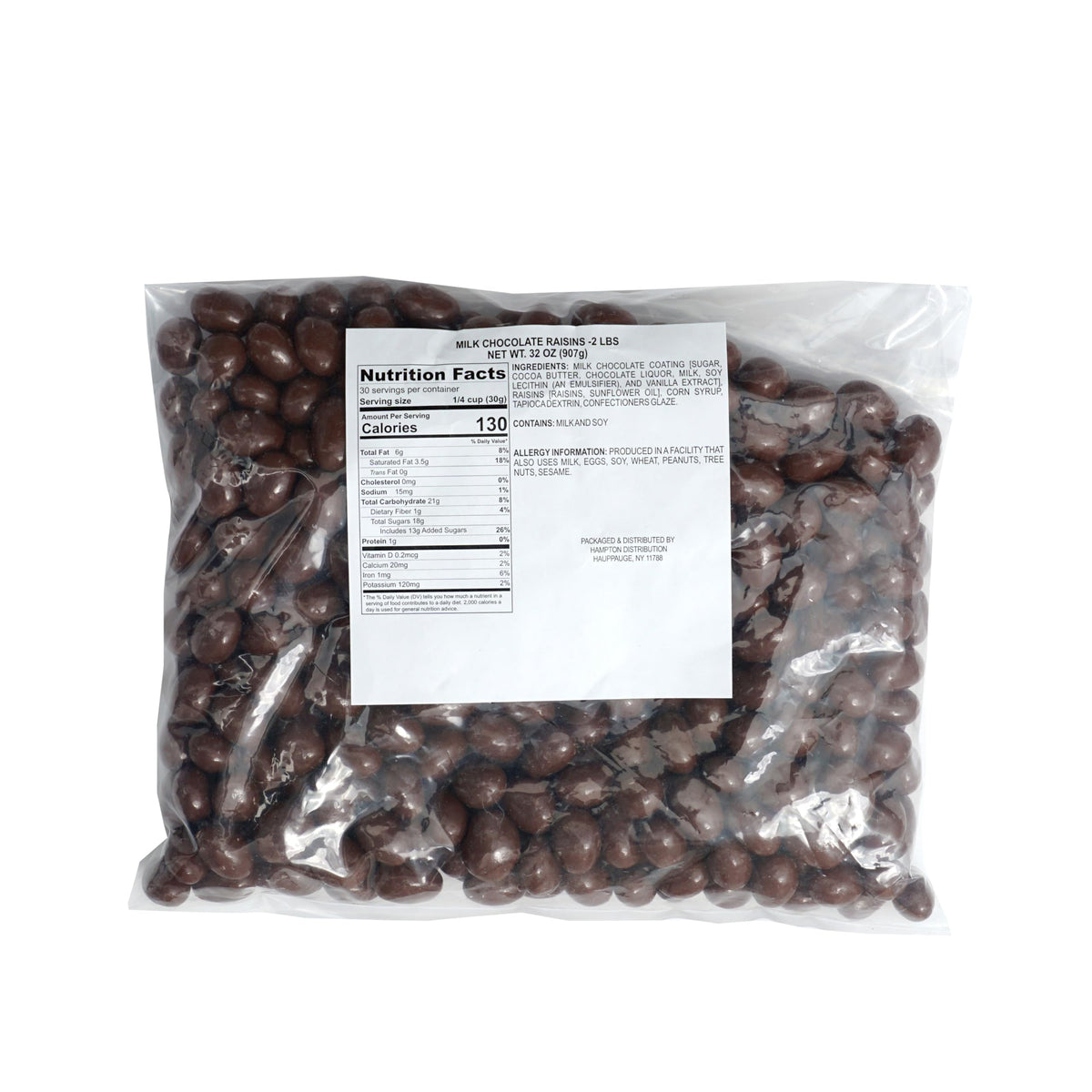 Milk Chocolate Covered Raisins - 2lb Bulk Bag | The Hampton Popcorn & Candy Company