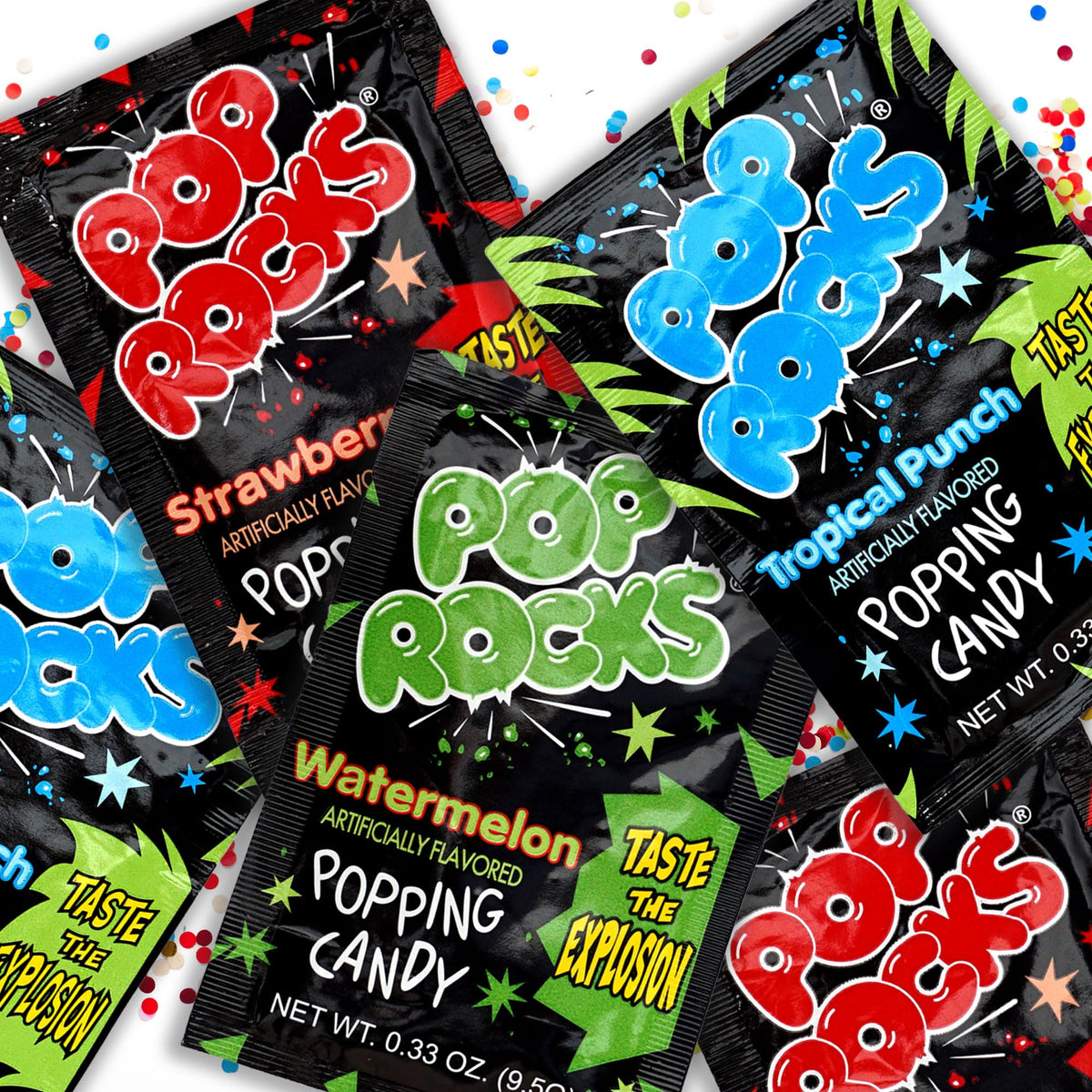 The Hampton Candy Company Pop Rocks 18 Pack - Watermelon, Strawberry & Tropical Punch