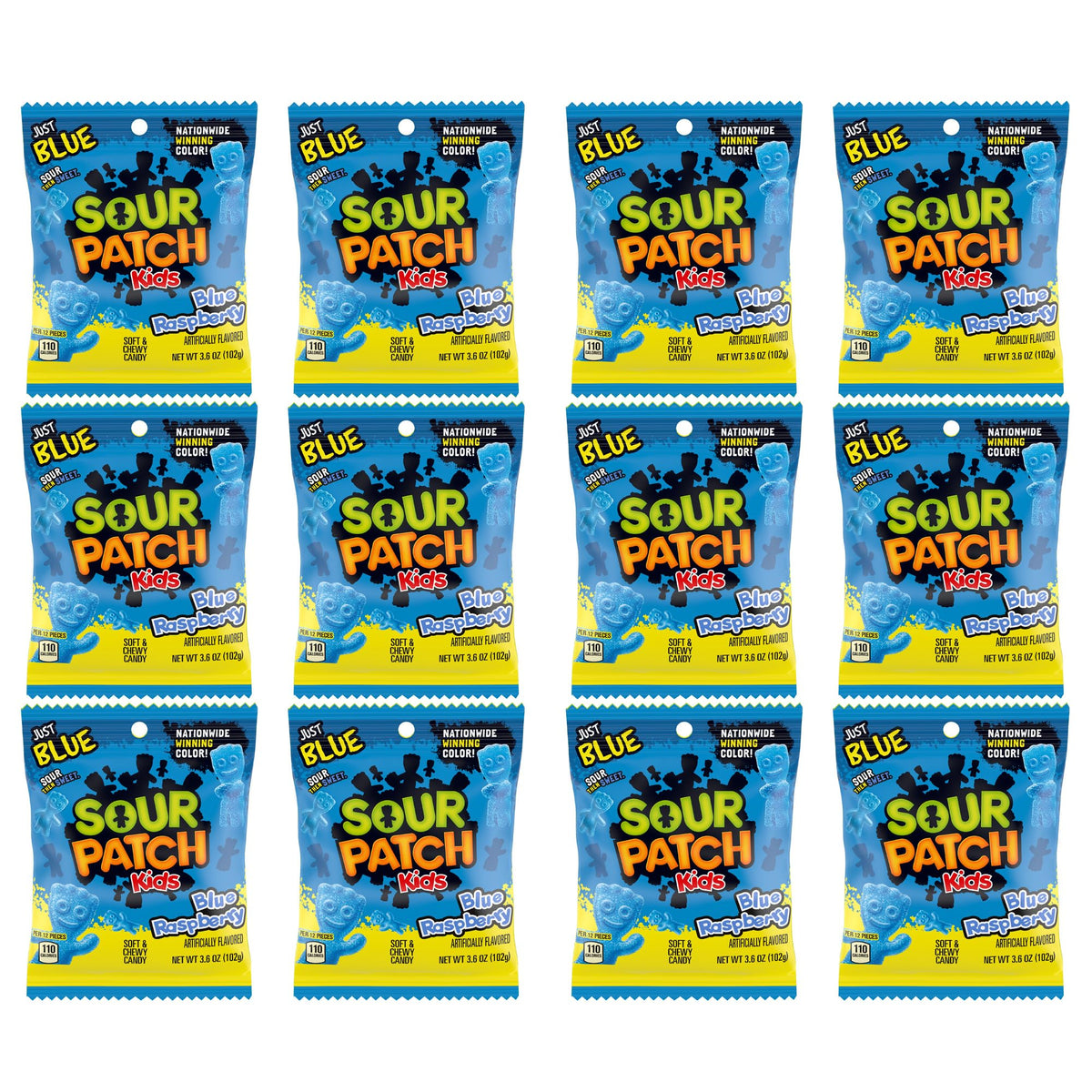 Sour Patch Kids Blue Raspberry 3.6 oz Bags (12-Pack) | The Hampton Candy Company