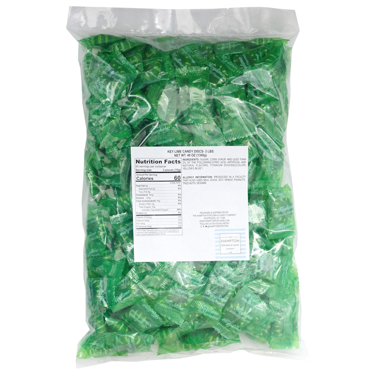 Key Lime Discs Hard Candy – 3 lb Bulk (≈225 pcs) | The Hampton Popcorn & Candy Company