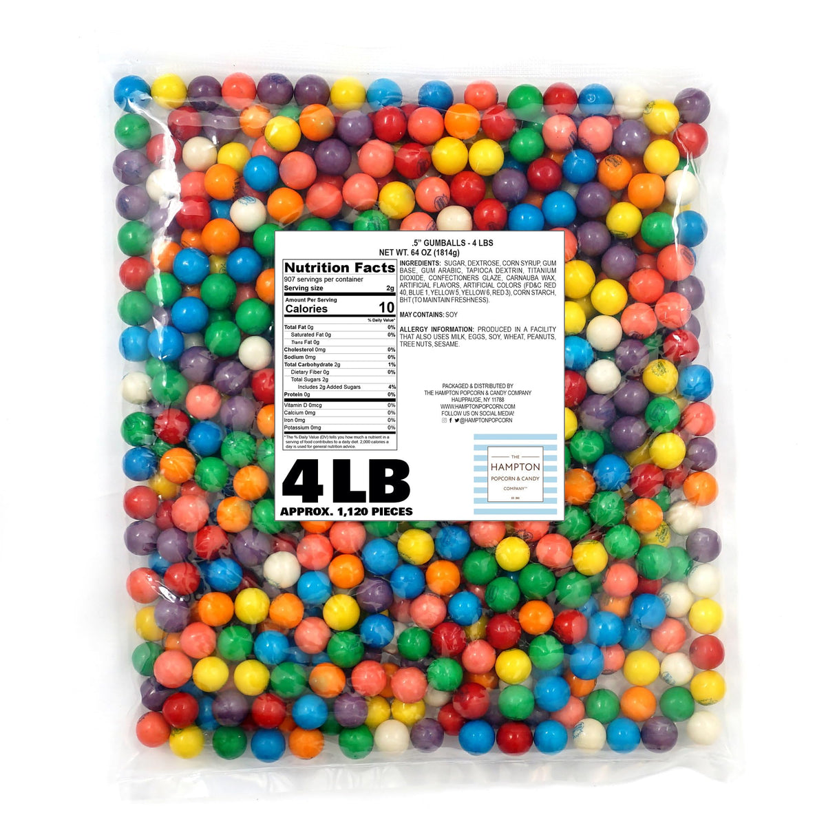 Gumballs for Gumball Machines – 0.5-Inch Mini Gumballs, 1,120 Pieces, 4lb Bulk | The Hampton Popcorn Company