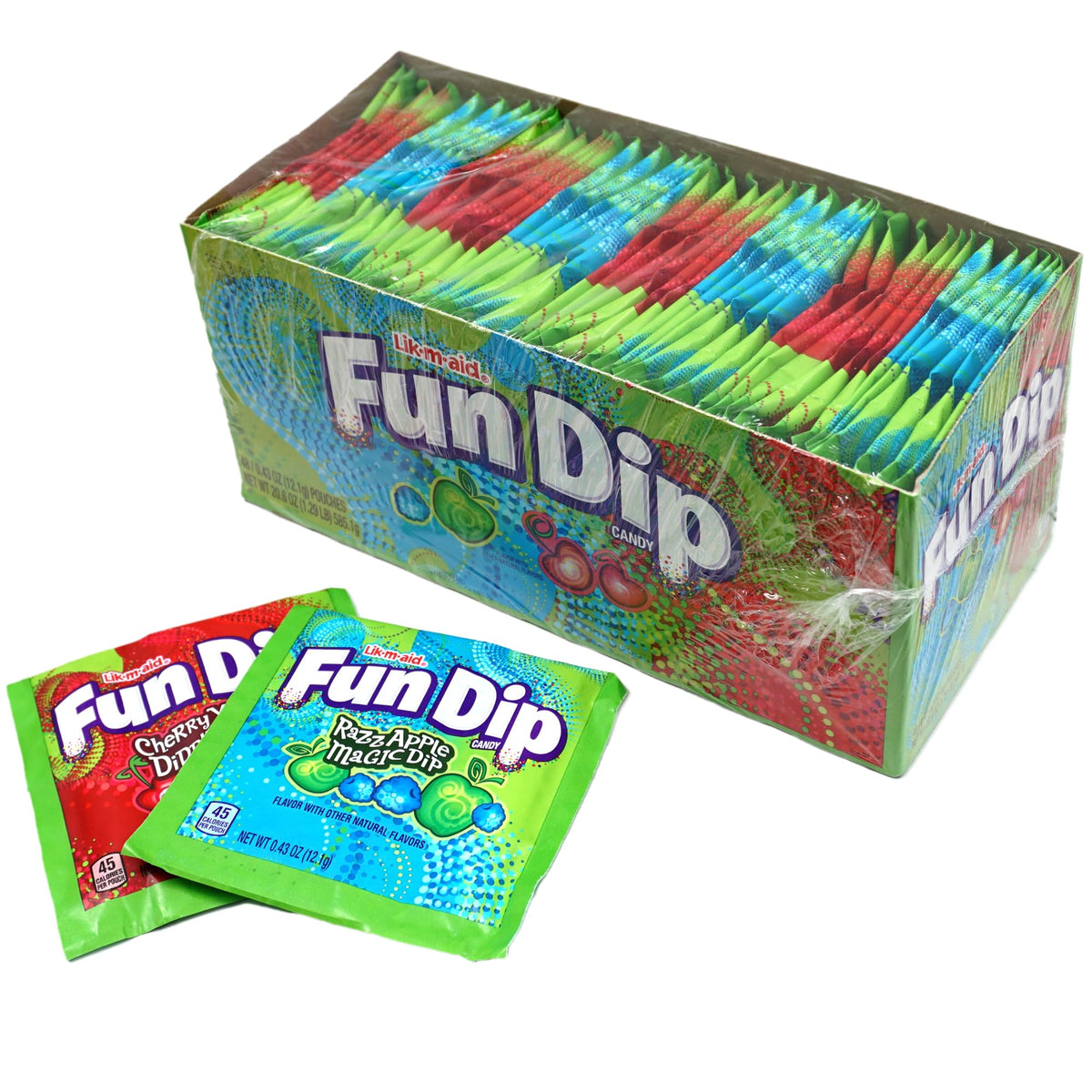 Lik-M-Aid Fun Dip 48 Pack Bulk Case – Cherry Yum & Blue Razz | The Hampton Popcorn Company