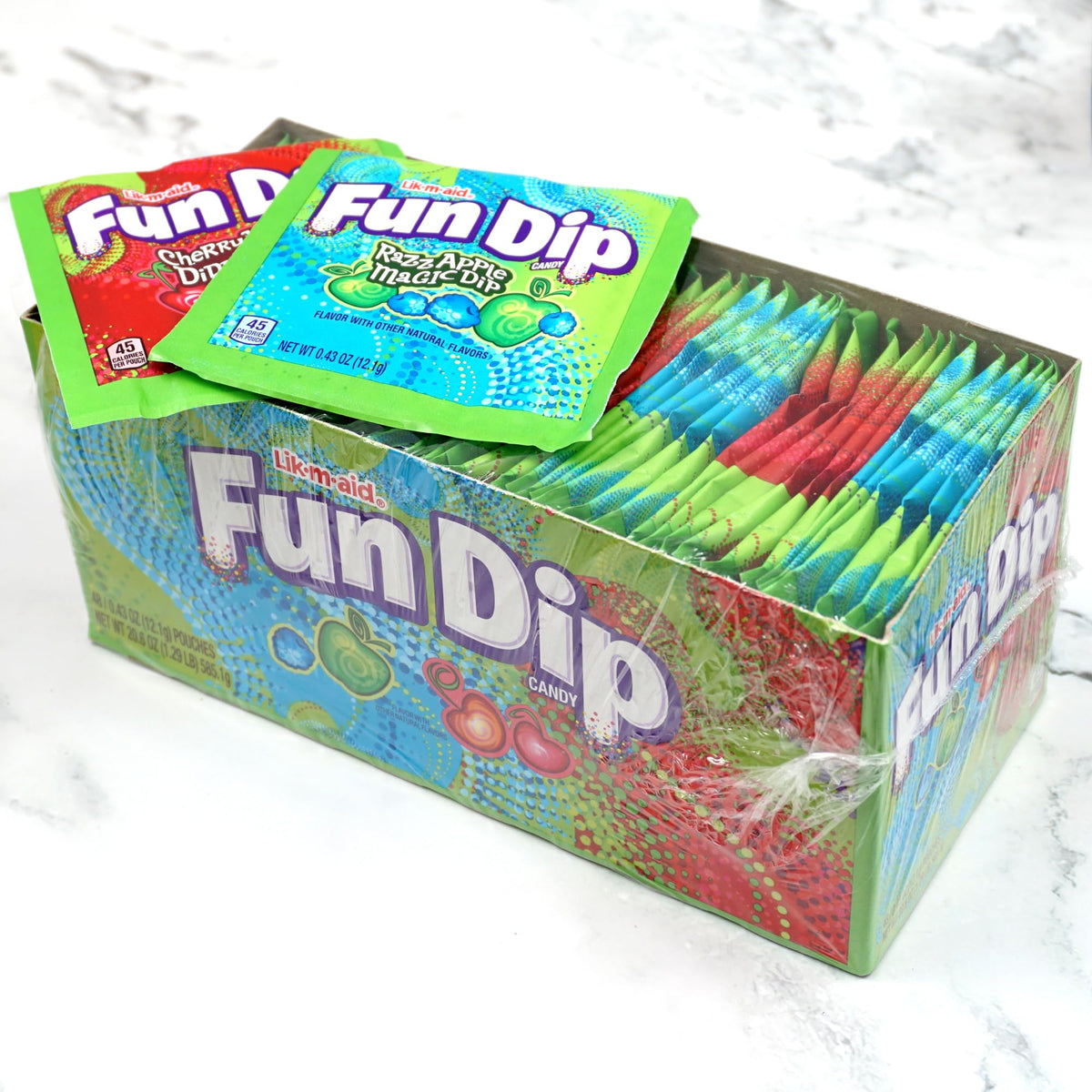 Lik-M-Aid Fun Dip 48 Pack Bulk Case – Cherry Yum & Blue Razz | The Hampton Popcorn Company