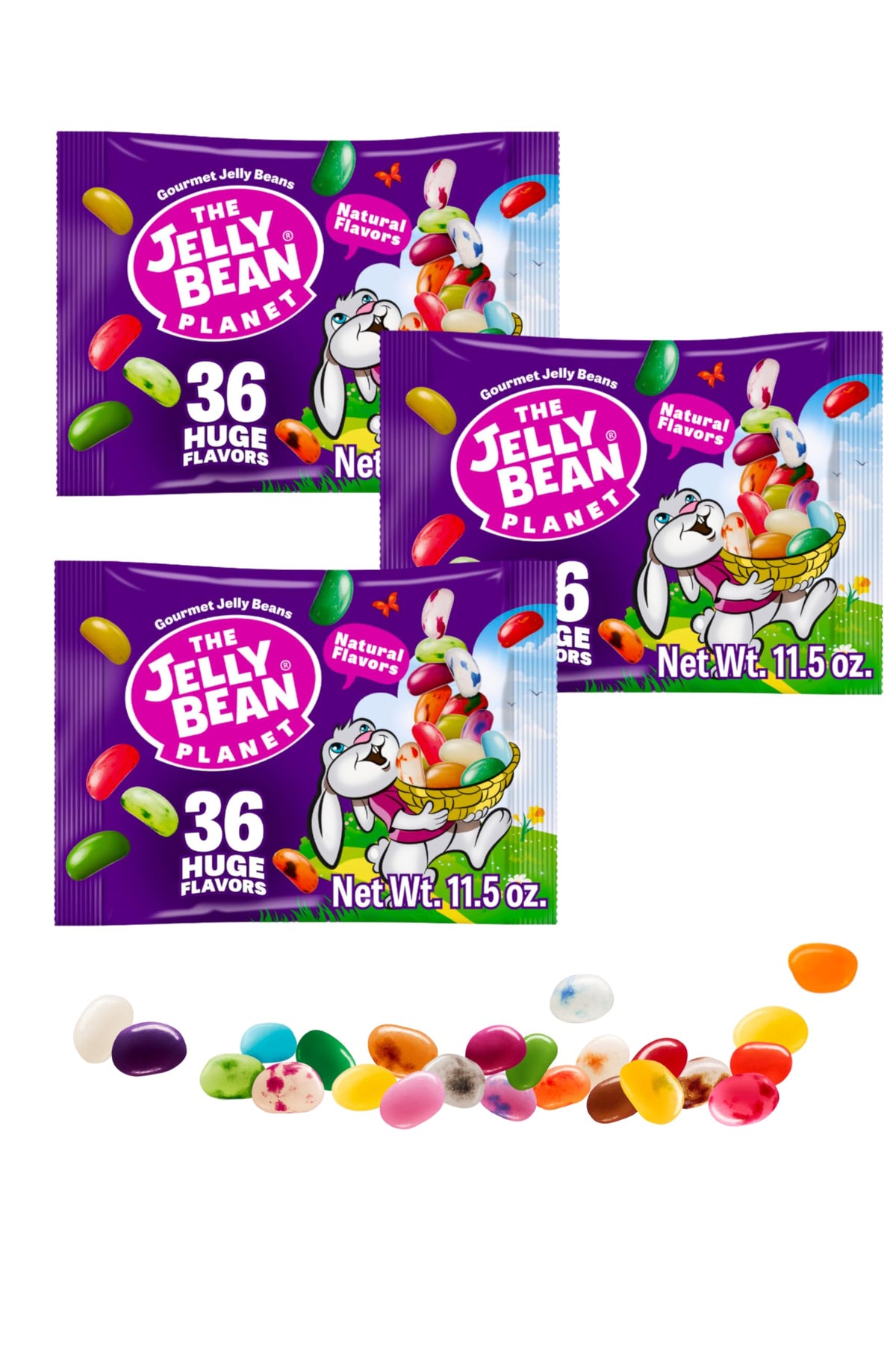 The Jelly Bean Planet Easter Jelly Beans, Pack of 3 — 11.5 oz Each, 36 Natural Flavors, Gluten Free
