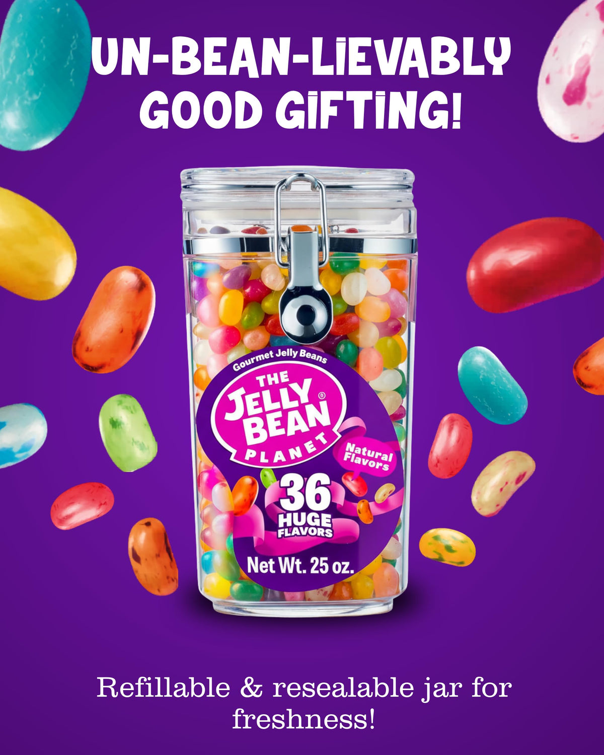 The Jelly Bean Planet: Gourmet Jelly Beans Bulk 25 Oz Jar – 36 Natural Flavors, Kosher, Gluten Free