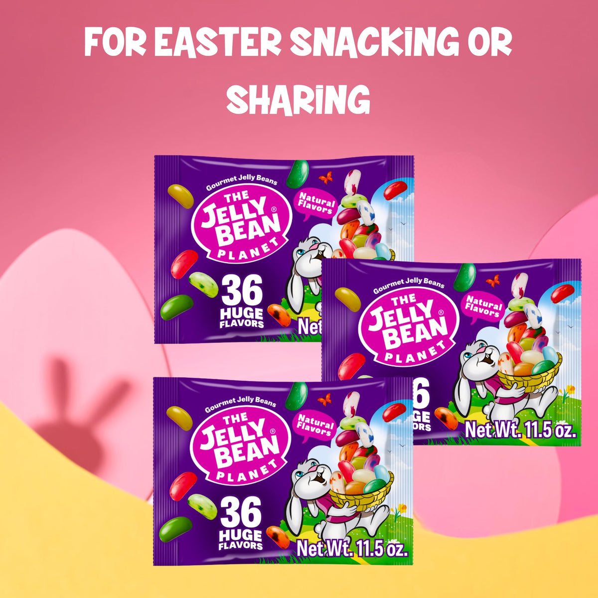 The Jelly Bean Planet Easter Jelly Beans, Pack of 3 — 11.5 oz Each, 36 Natural Flavors, Gluten Free