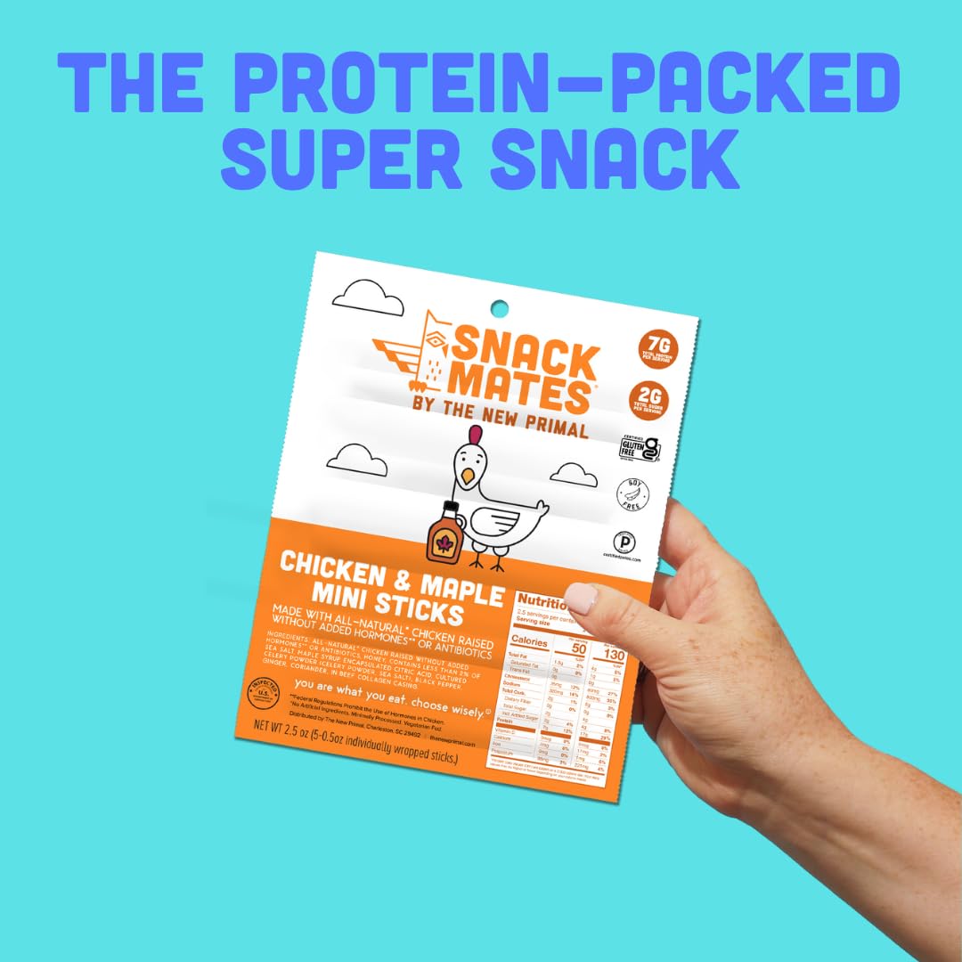 Snack Mates by New Primal Sampler – Mini Chicken Sticks (Three Flavors) 15 Count | Gluten Free, Paleo, High Protein