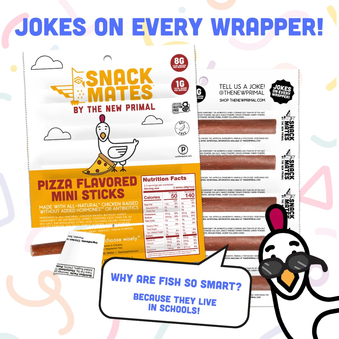 Snack Mates by New Primal Sampler – Mini Chicken Sticks (Three Flavors) 15 Count | Gluten Free, Paleo, High Protein