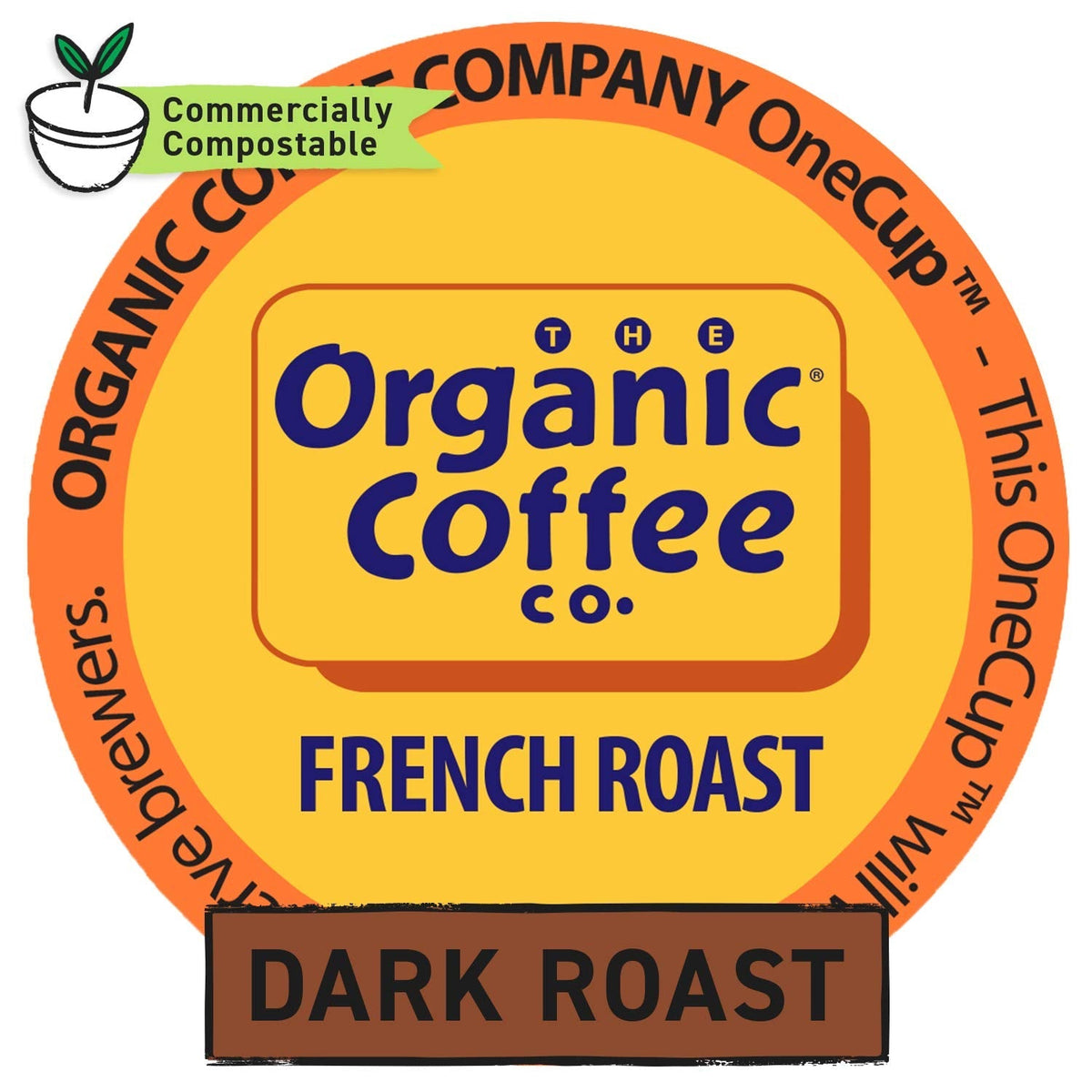 THE ORGANIC COFFEE CO. Compostable OneCup Pods – French Roast, 36 ct | Keurig 2.0 Compatible | USDA Organic