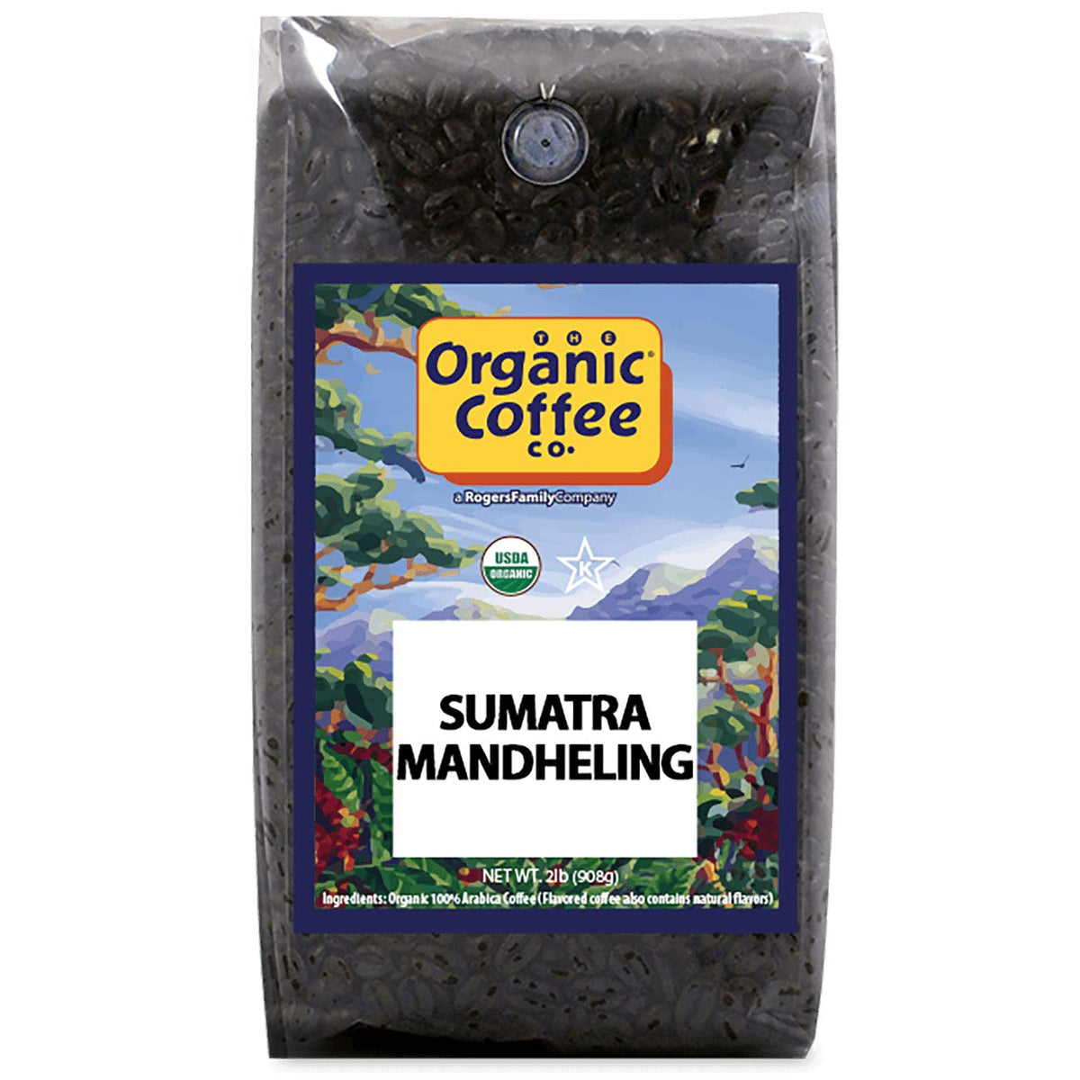 The Organic Coffee Co. Sumatra Mandheling Whole Bean Coffee – 2LB, Medium Light Roast, USDA Organic