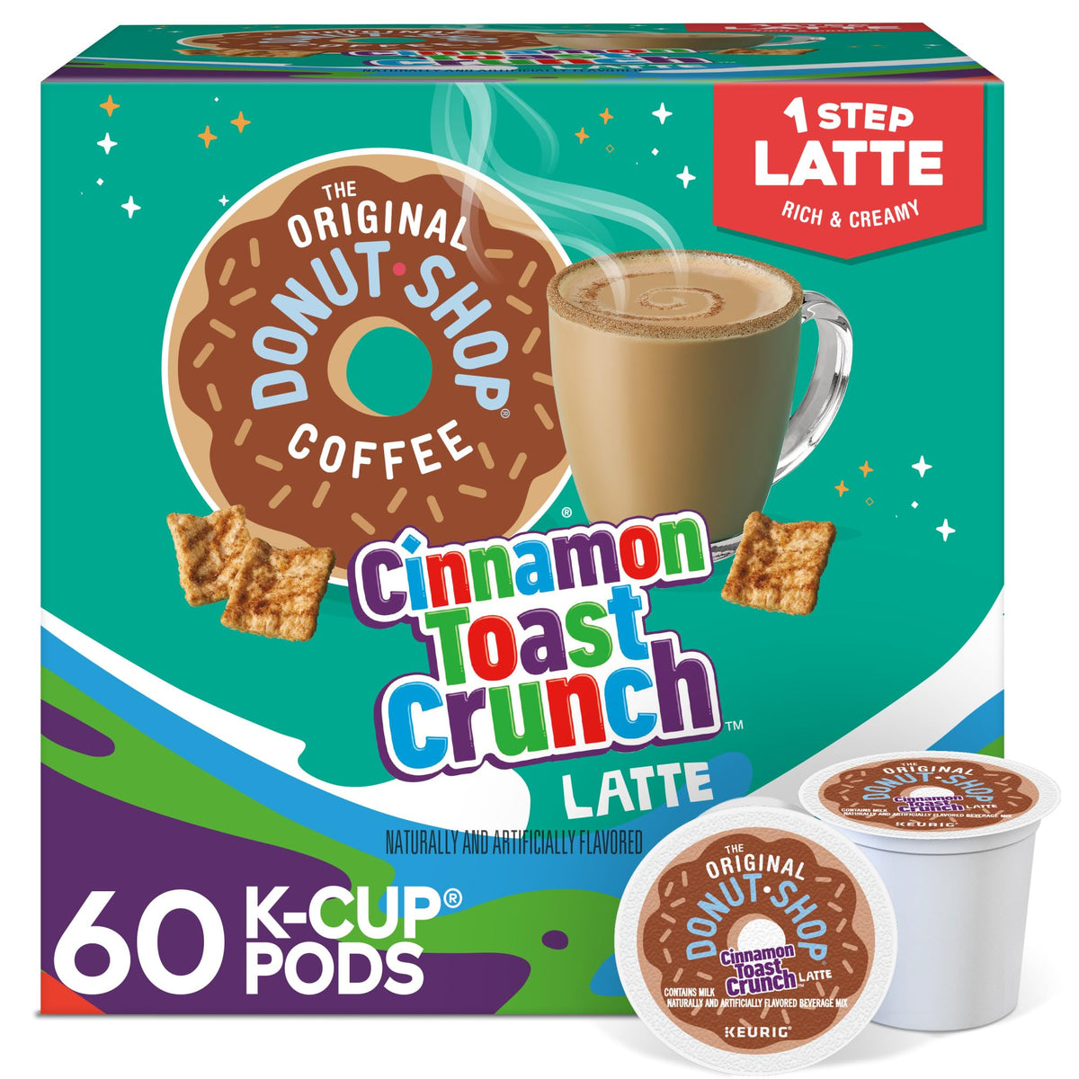 The Original Donut Shop Cinnamon Toast Crunch One-Step Latte K-Cup Pods, 60 Count (6 Packs)