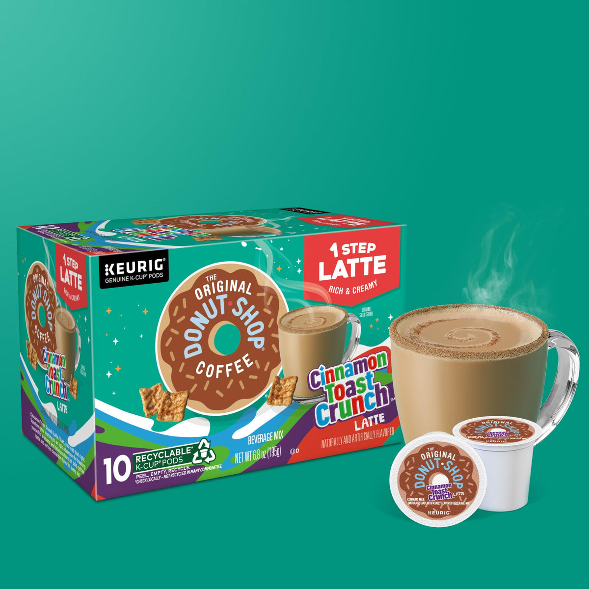 The Original Donut Shop Cinnamon Toast Crunch One-Step Latte K-Cup Pods, 60 Count (6 Packs)