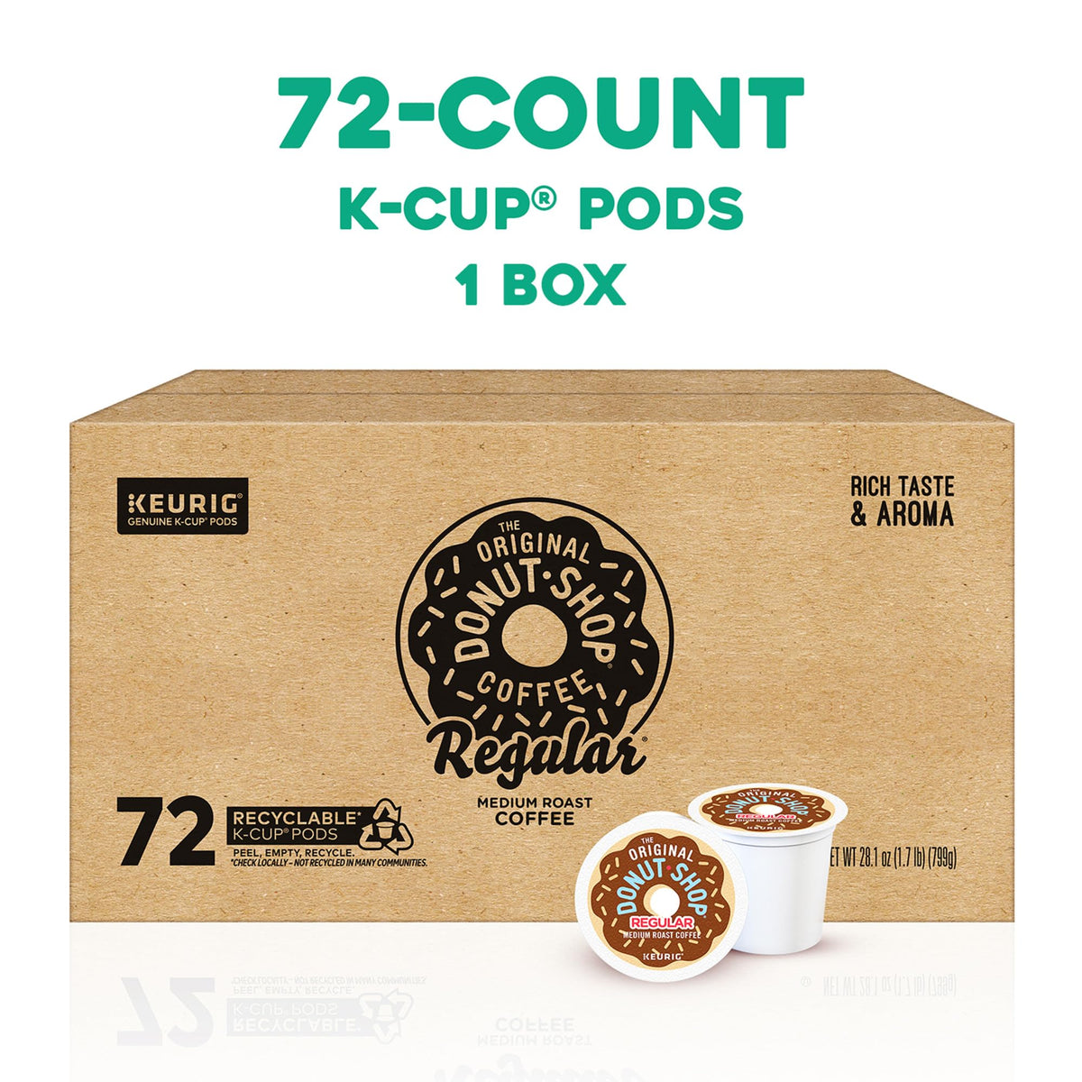 The Original Donut Shop Regular K-Cup Pods – Medium Roast, 72 Count, Keurig Compatible