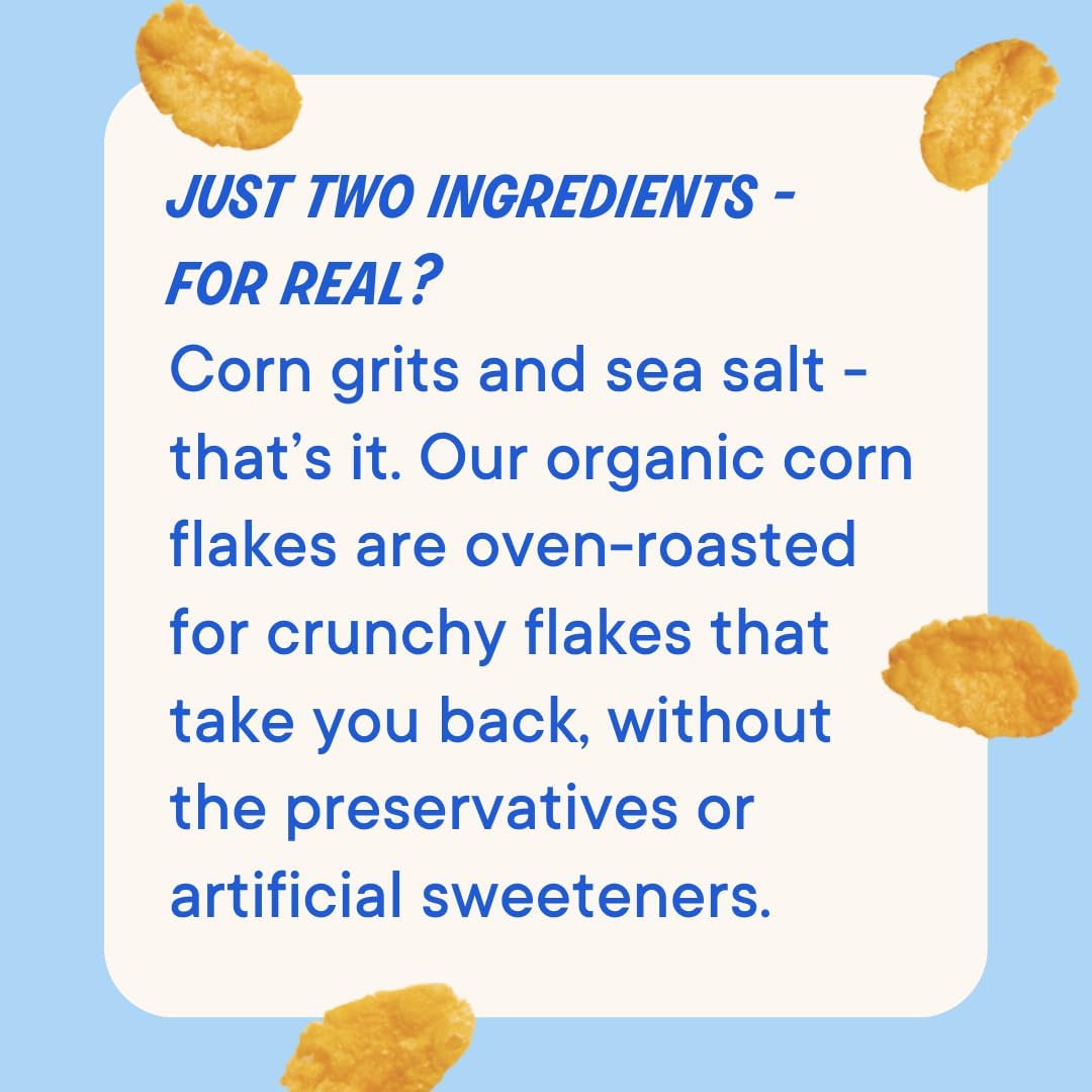 The Real Cereal Company Organic Corn Flakes Cereal 3-Pack – Zero Sugar, Gluten Free, Non-GMO, Made in USA