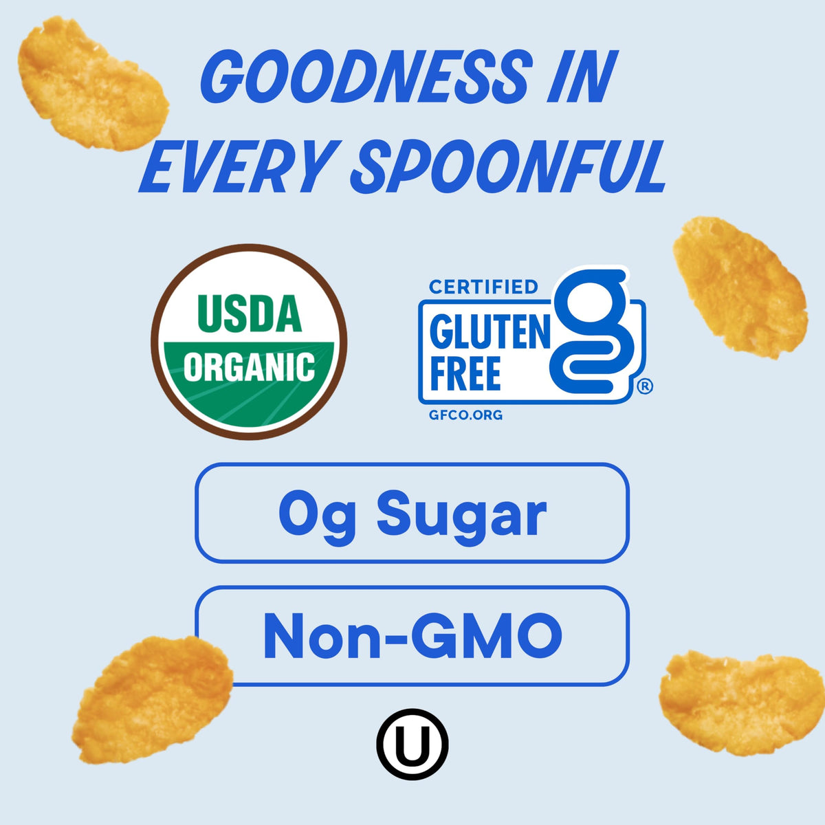 The Real Cereal Company Organic Corn Flakes Cereal 3-Pack – Zero Sugar, Gluten Free, Non-GMO, Made in USA