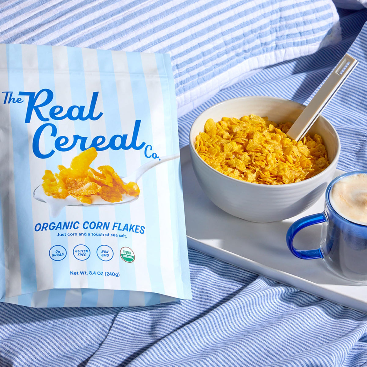 The Real Cereal Company Organic Corn Flakes Cereal 3-Pack – Zero Sugar, Gluten Free, Non-GMO, Made in USA