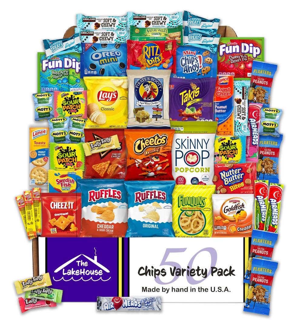 The LakeHouse Chips Variety Pack 50 Count – Gift Baskets for College, Office, and Home
