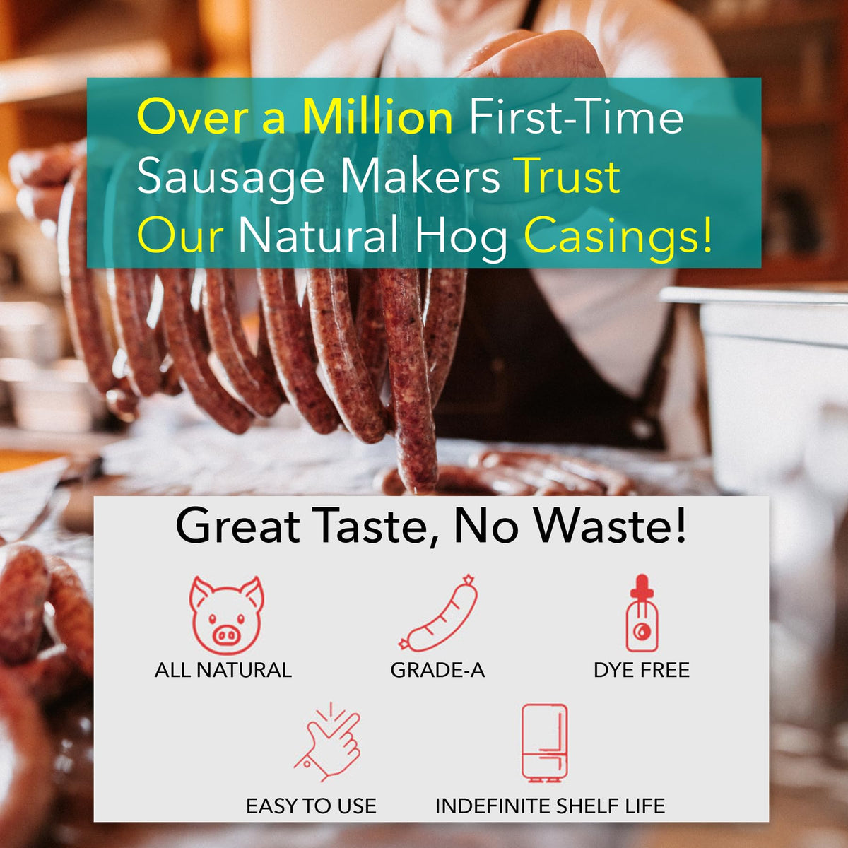 The Sausage Maker Natural Hog Casings 32-38mm – Edible, 25+ Lb Stuffing, Home Pack-2