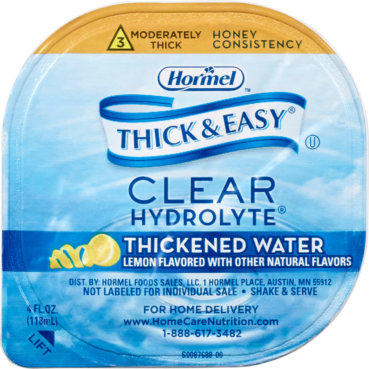 Thick & Easy Ready-to-Drink Thickened Water with Lemon, IDDSI Level 3 Honey, 4 fl oz x 24