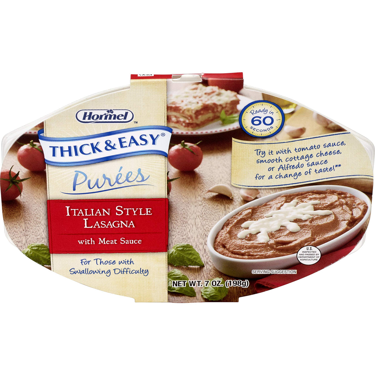 Thick & Easy Purees Italian Style Beef Lasagna Purée - 7 oz Tray | Ready-to-Use Purée