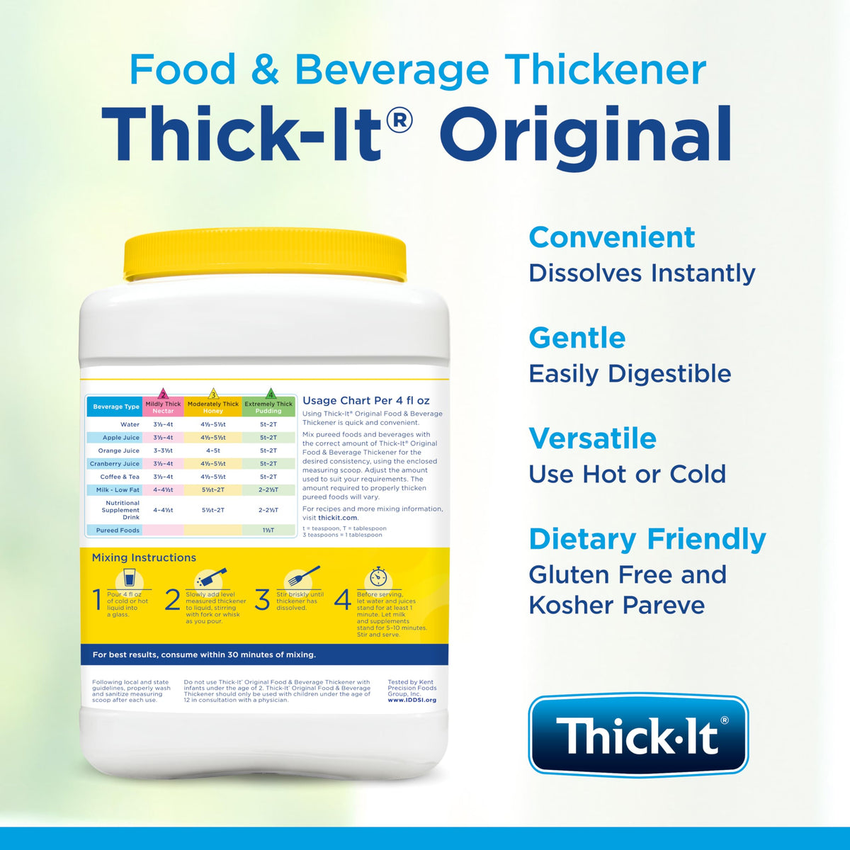Thick-It Original Thickener – Flavorless, Instant Dissolve for Dysphagia (IDDSI) – 36 oz Canister, 2-Pack