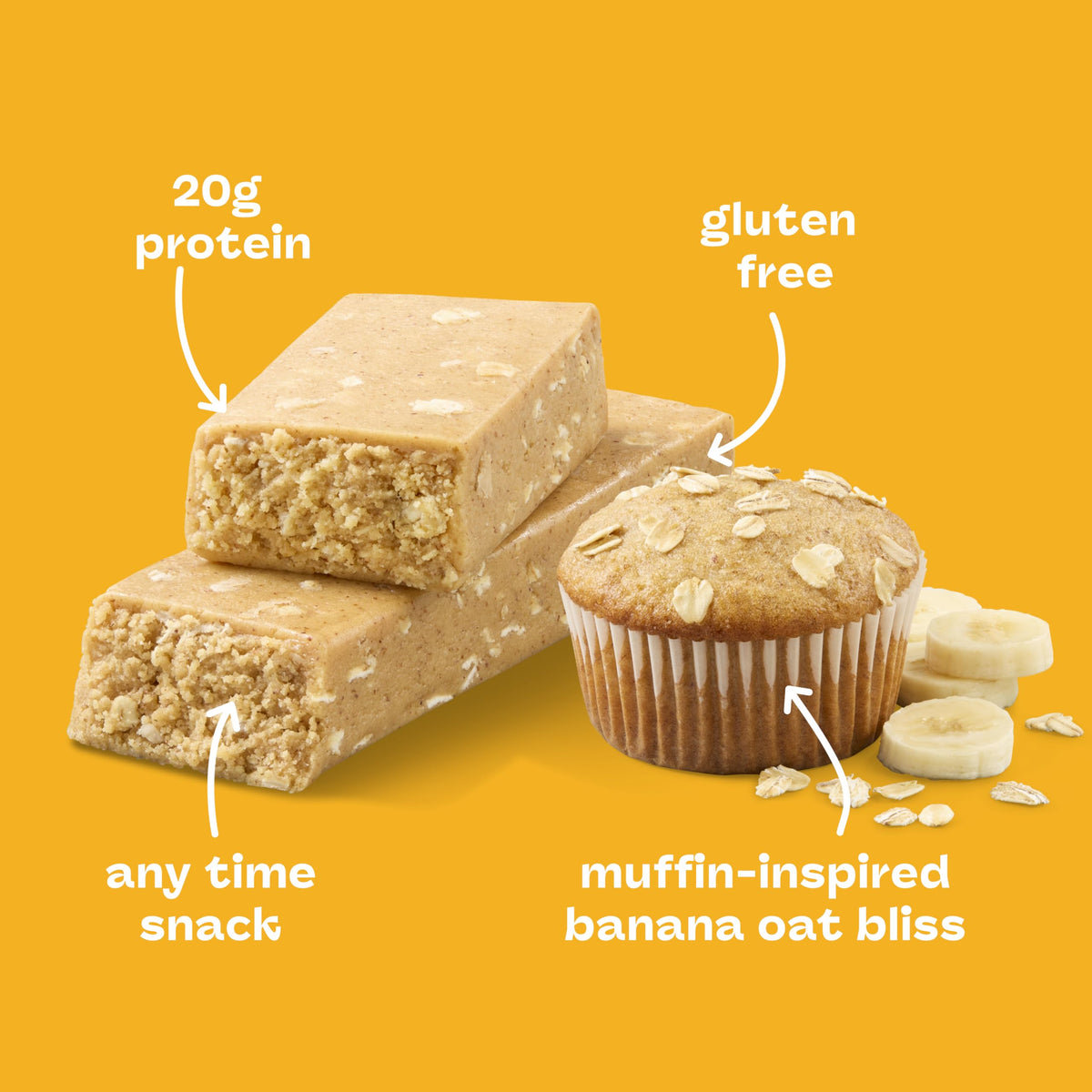 think! Banana Oat Muffin Bar – Gluten Free, 20g Protein, 11g Fiber, 1g Sugar | 10 Count