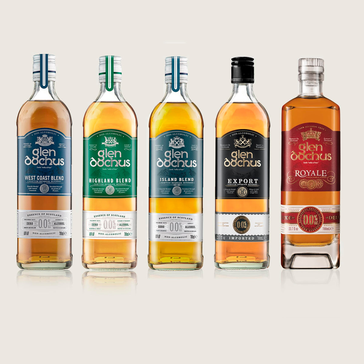 Glen Dochus Island Blend Non Alcoholic Whiskey – Peaty, Smoky Scottish NA Spirit (700ml) | Halal, Low Sugar
