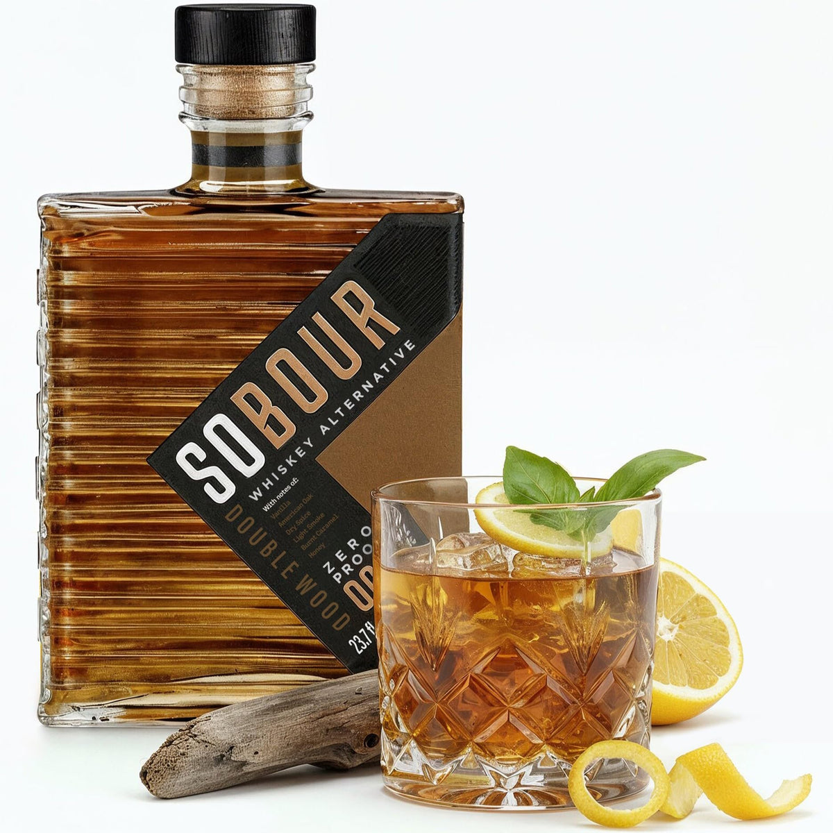 SOBOUR Doublewood Non Alcoholic Whisky 0.0% ABV | Vegan, Halal, Gluten Free | Think Distributors